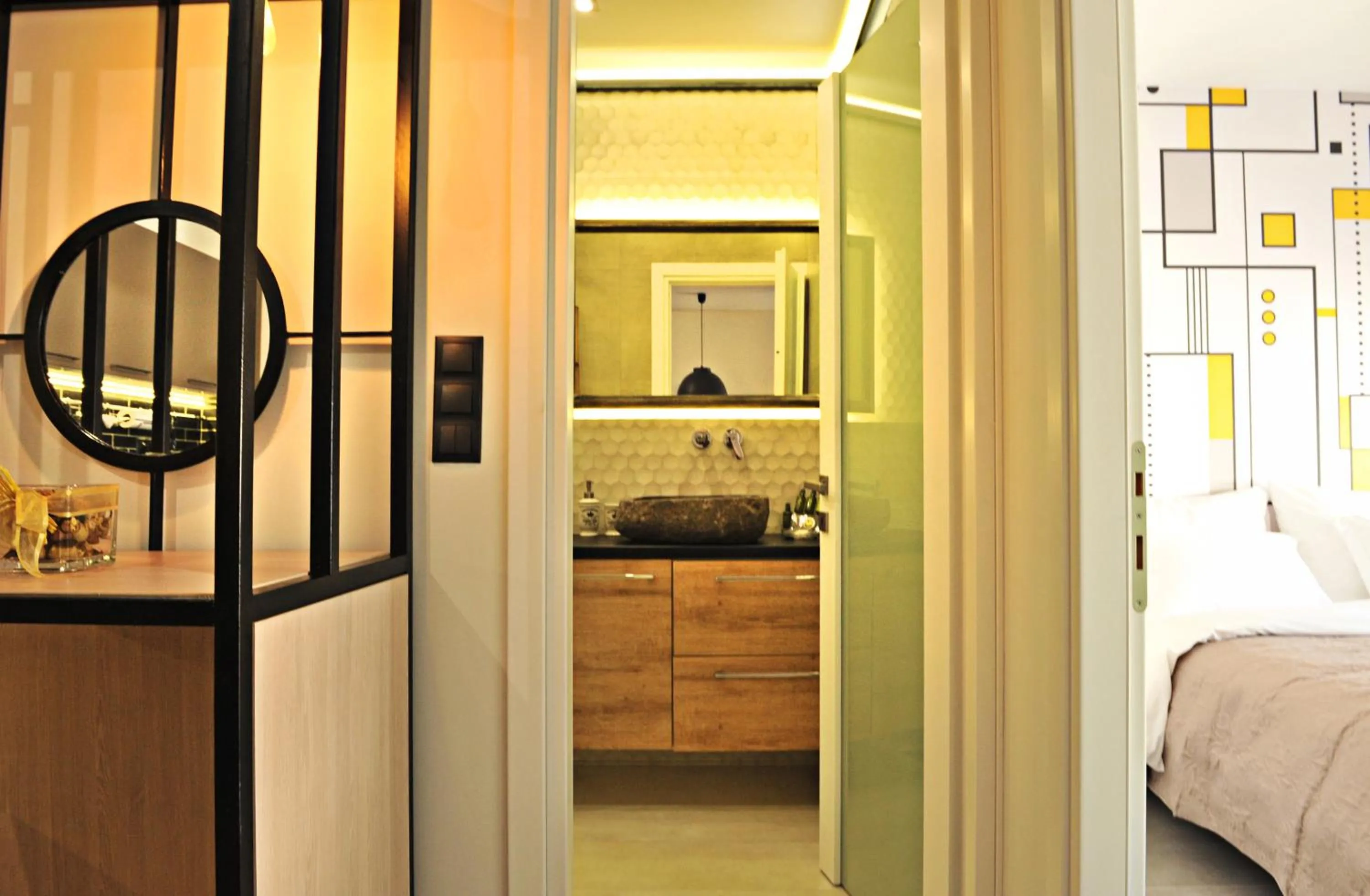 Bathroom, Bed in The Athenians Modern Apartments