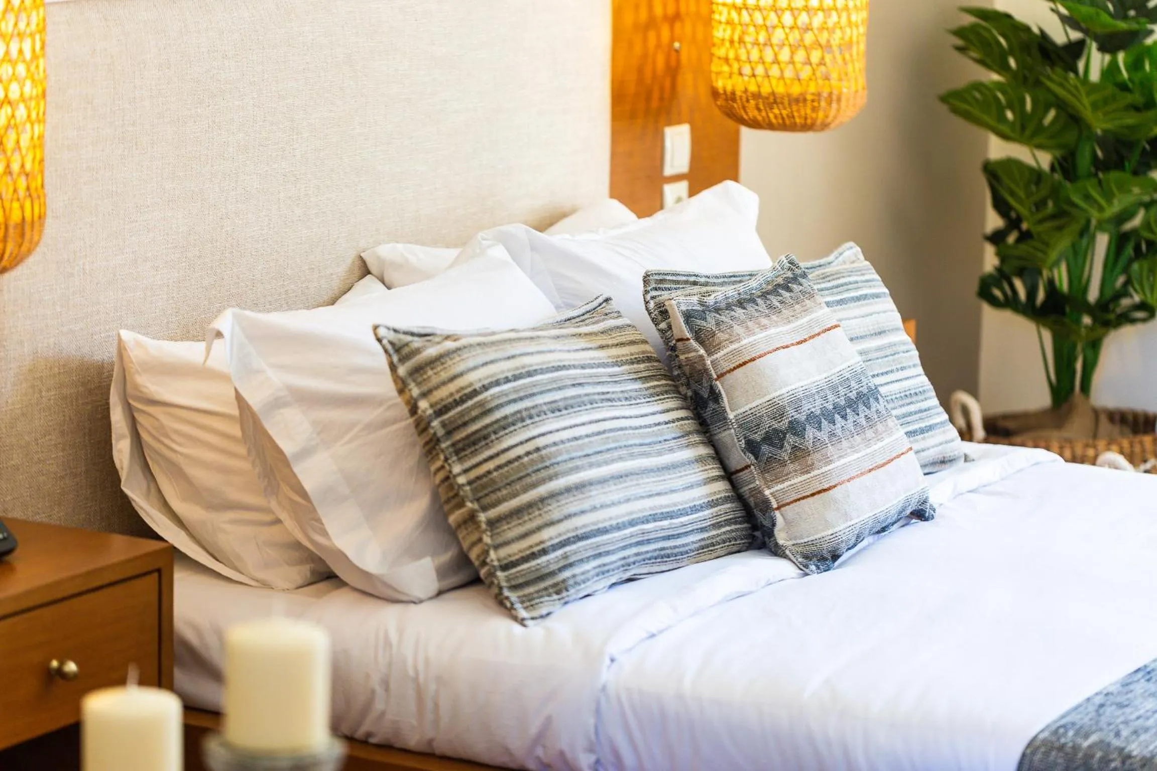 Bed in Nostos Beach Boutique Hotel