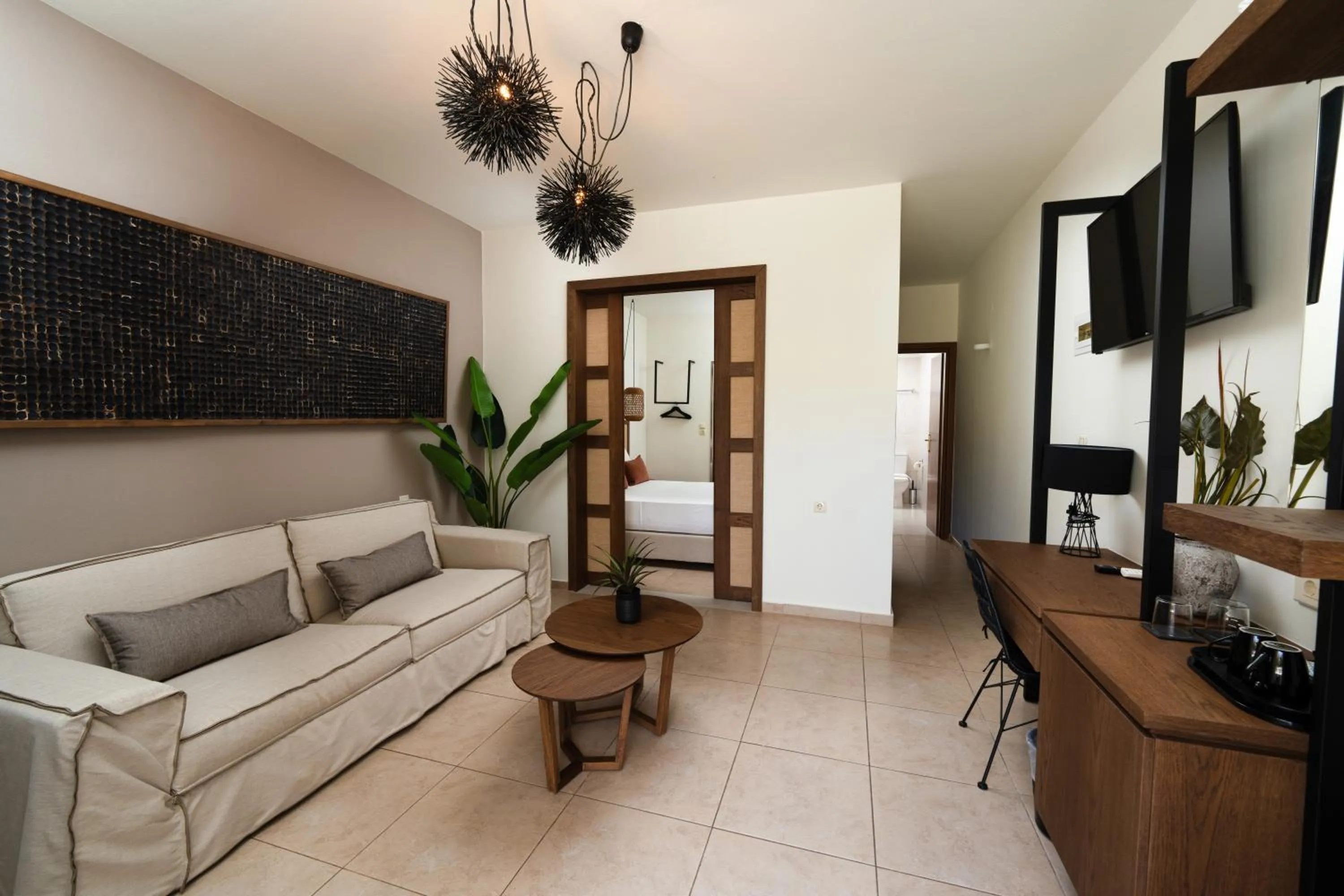 Living room in Nostos Beach Boutique Hotel