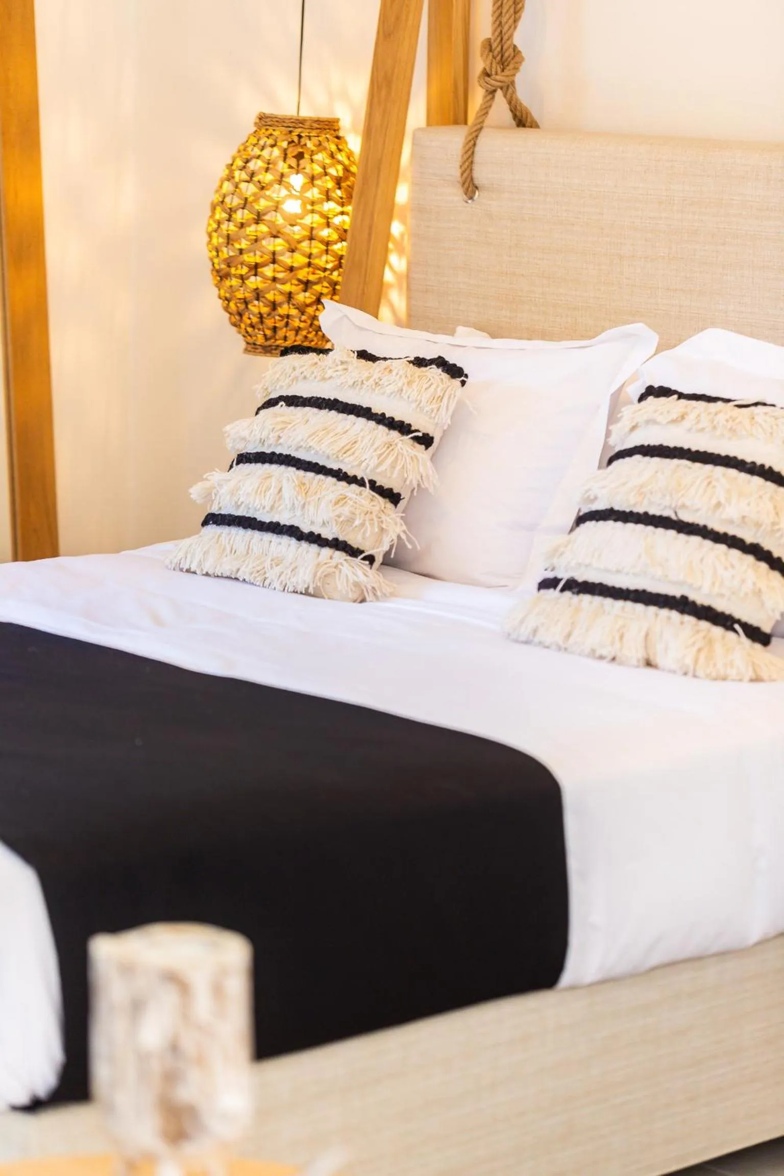 Bed in Nostos Beach Boutique Hotel