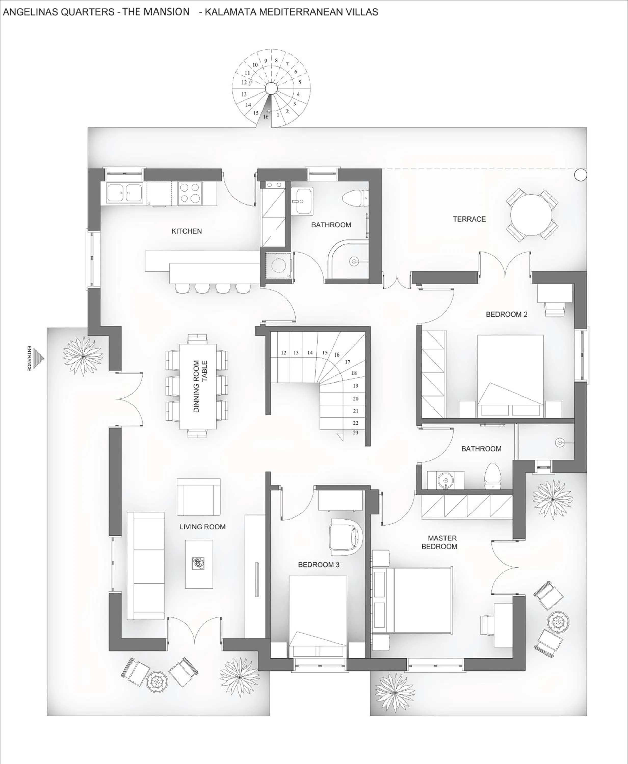 Floor plan in The Mansion - Kalamata Mediterranean Villas