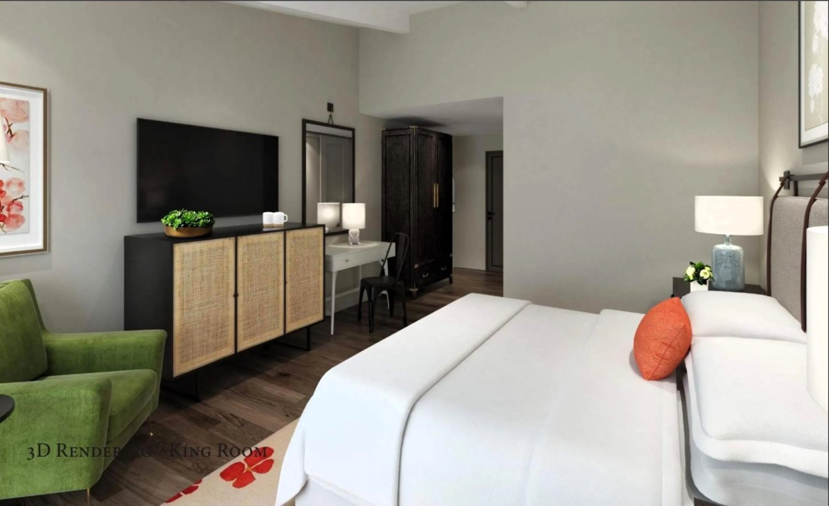 TV and multimedia, Bed in The Cottages Hotel