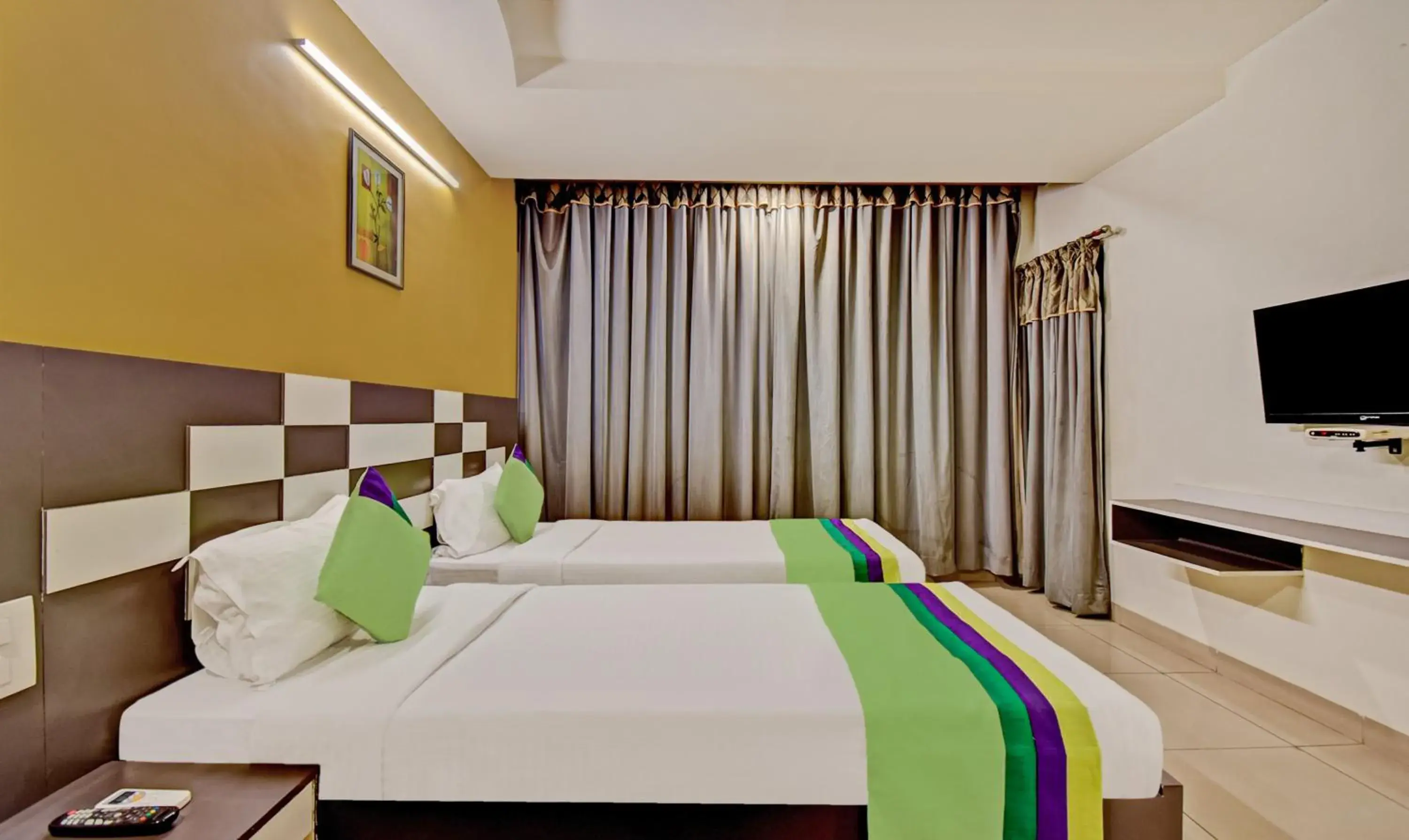 Bedroom, Bed in Treebo Raj Elegance Manyata Tech Park Bedroom, Bed in Treebo Raj Elegance Manyata Tech Park