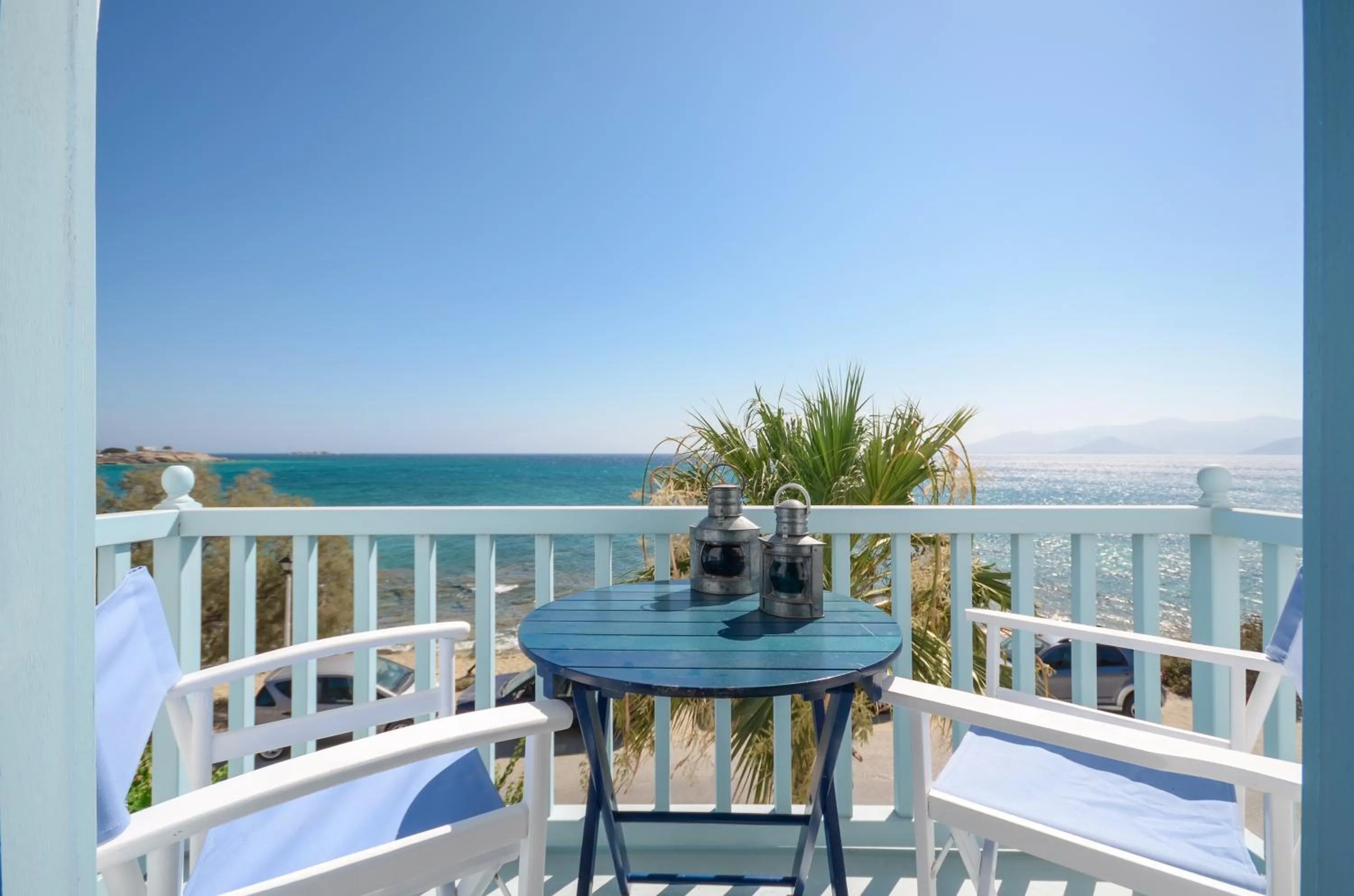Balcony/Terrace in Unique Beachfront Cycladic Villa @ Agios Prokopios