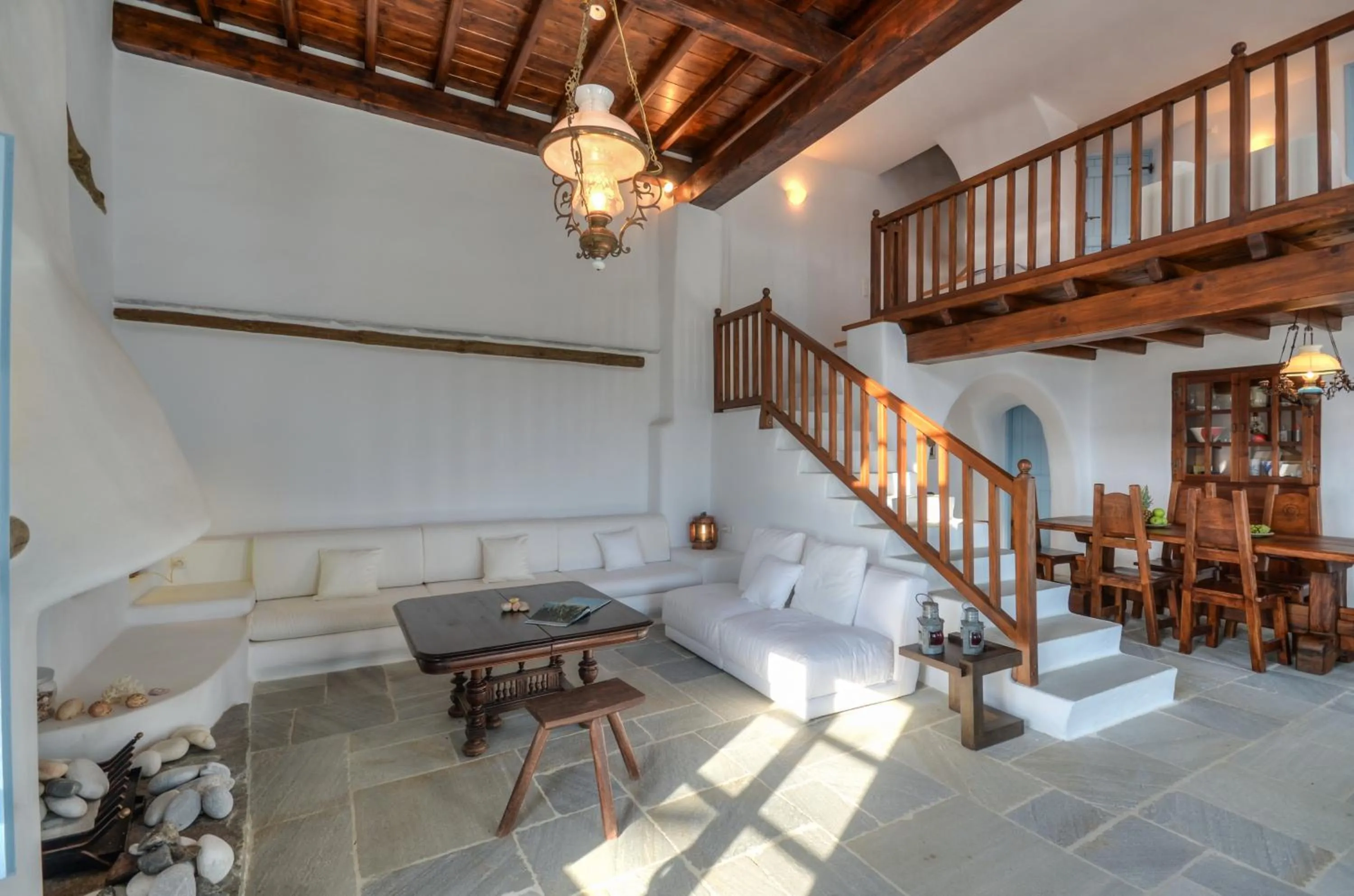 Living room in Unique Beachfront Cycladic Villa @ Agios Prokopios
