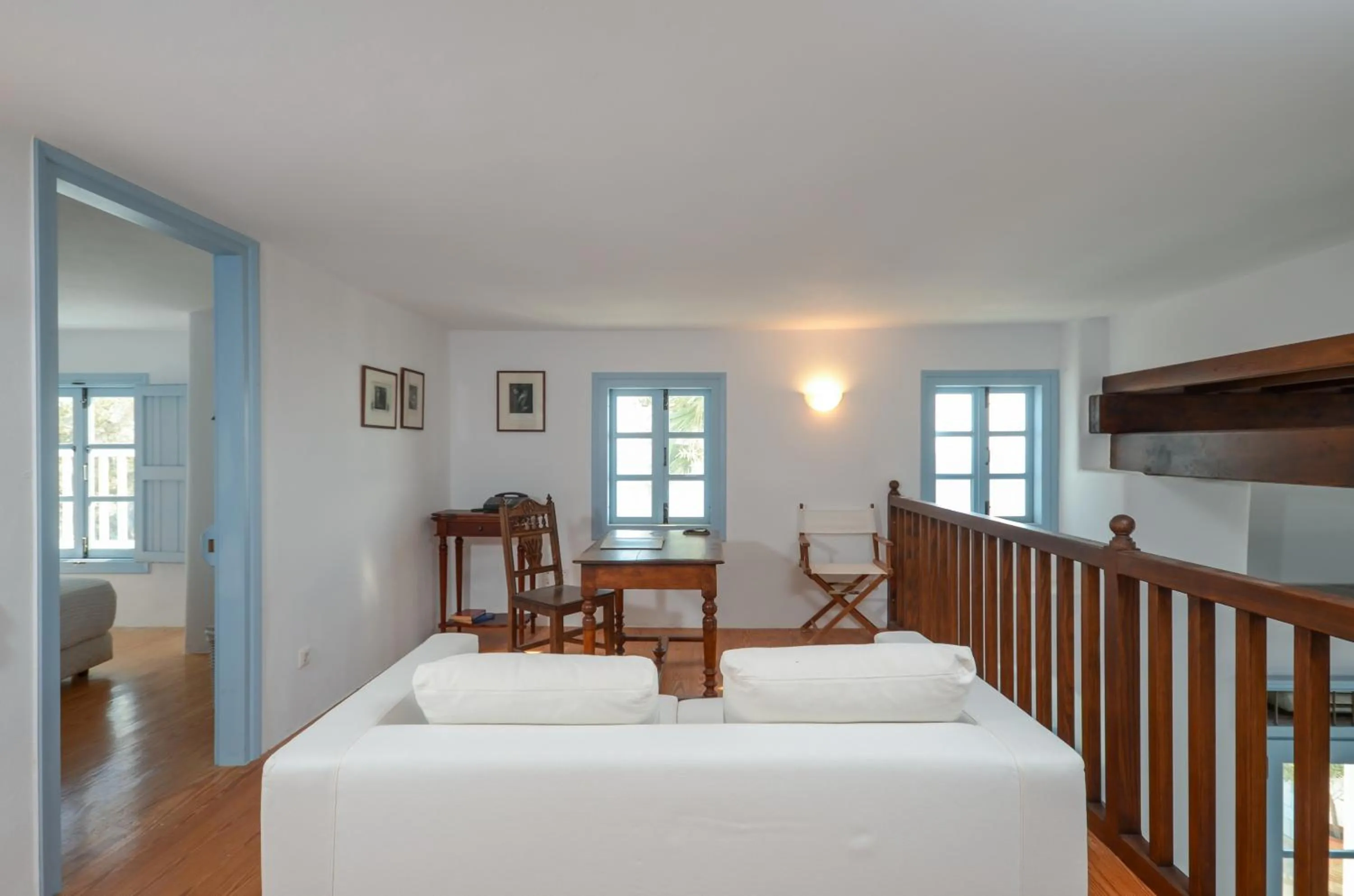 Seating area, Bed in Unique Beachfront Cycladic Villa @ Agios Prokopios