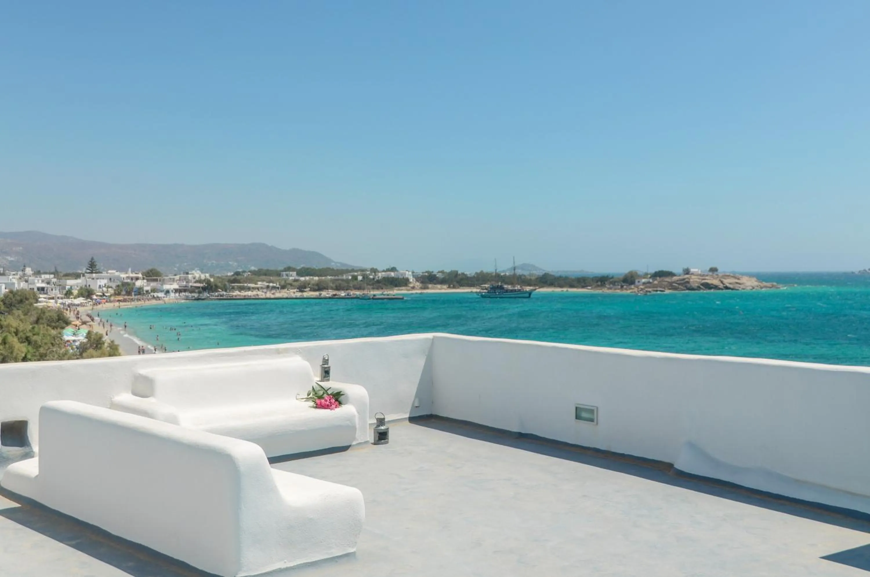 Patio in Unique Beachfront Cycladic Villa @ Agios Prokopios