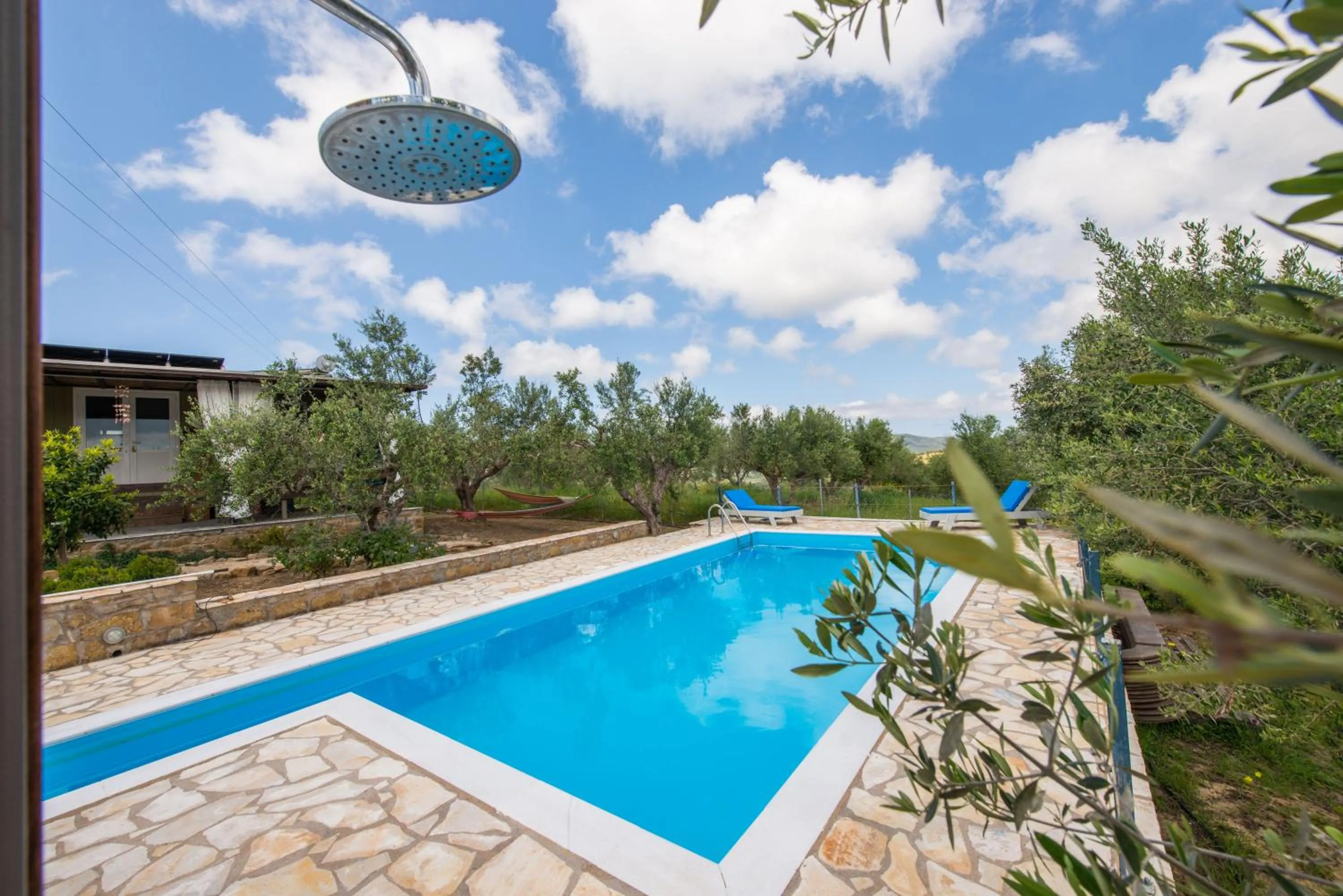Swimming pool in Hakuna Matata Holidays Agalia with airco & pool in Greek Olive Grove