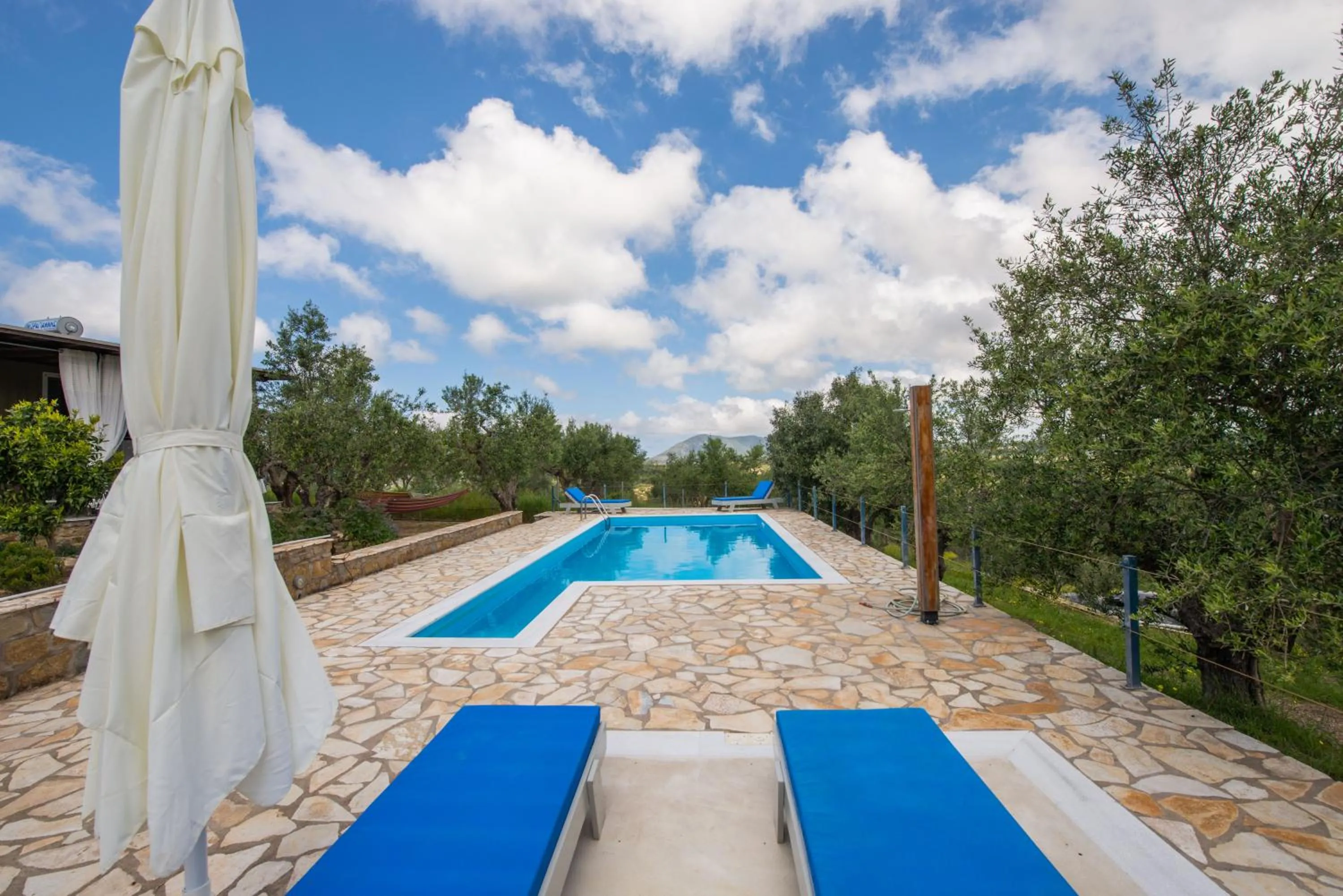 Swimming pool in Hakuna Matata Holidays Agalia with airco & pool in Greek Olive Grove