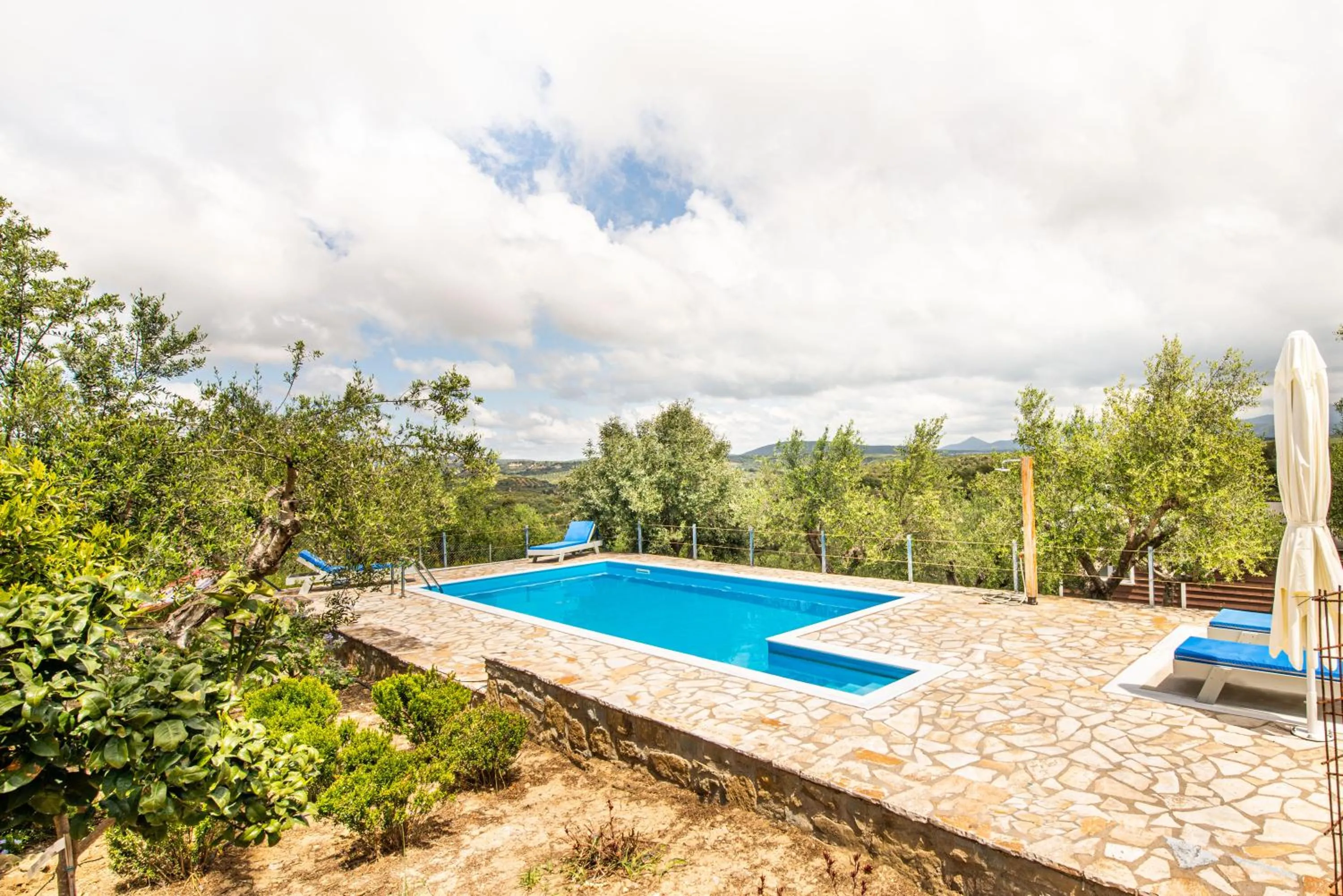 Swimming pool in Hakuna Matata Holidays Agalia with airco & pool in Greek Olive Grove