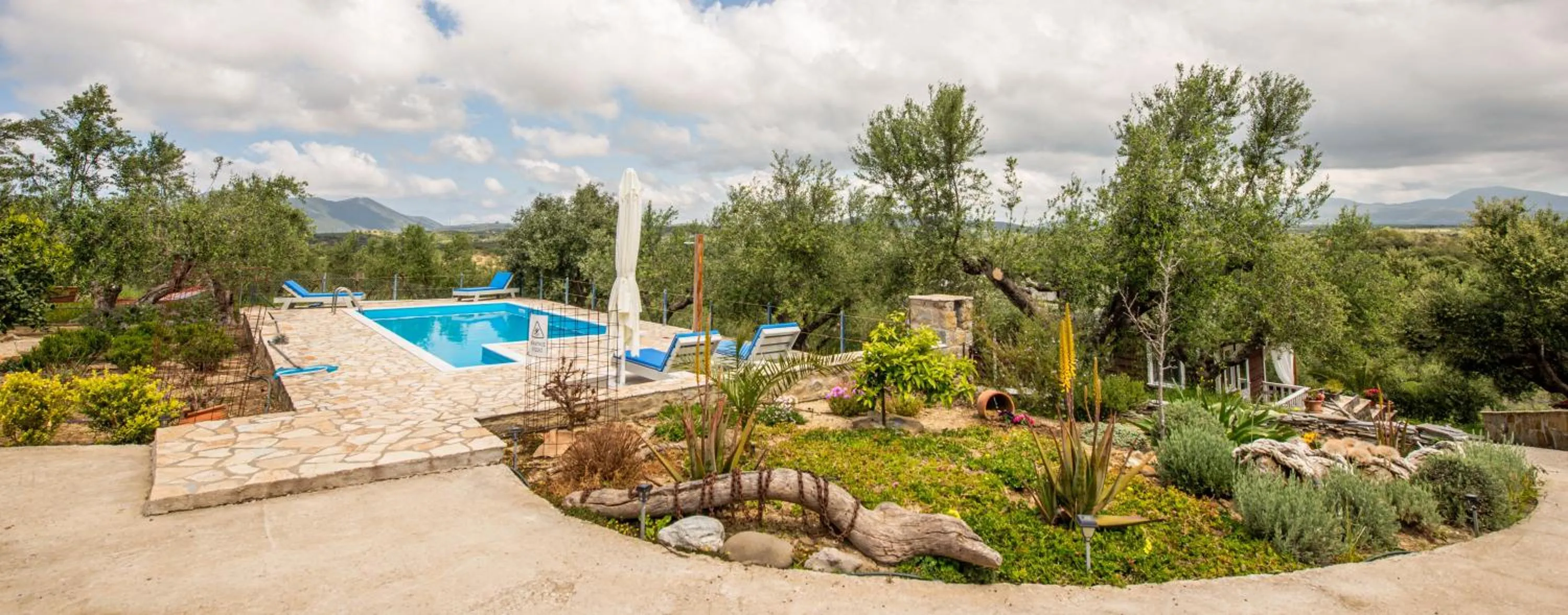 Garden in Hakuna Matata Holidays Agalia with airco & pool in Greek Olive Grove