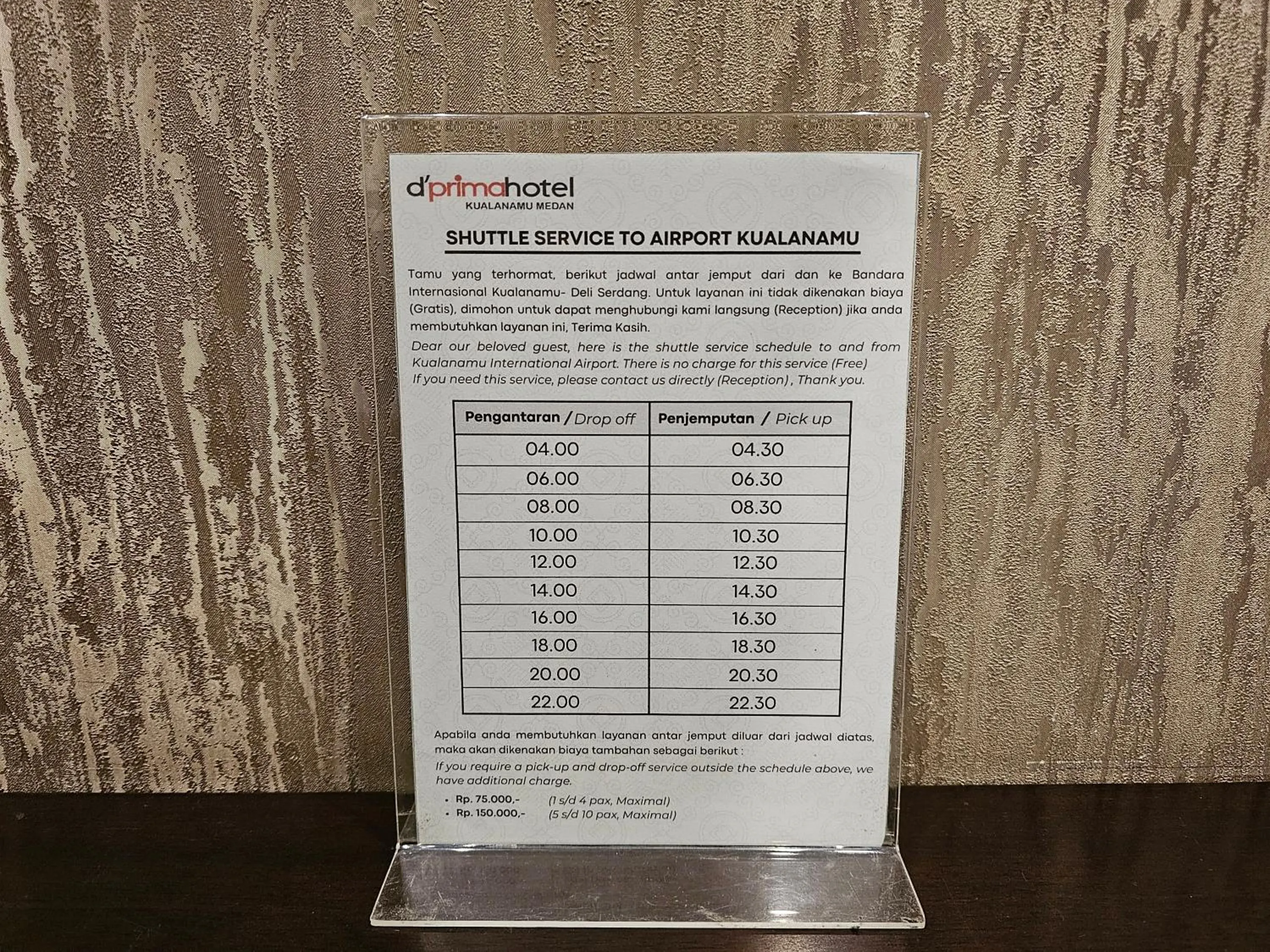 shuttle in d'primahotel Kualanamu Airport Medan