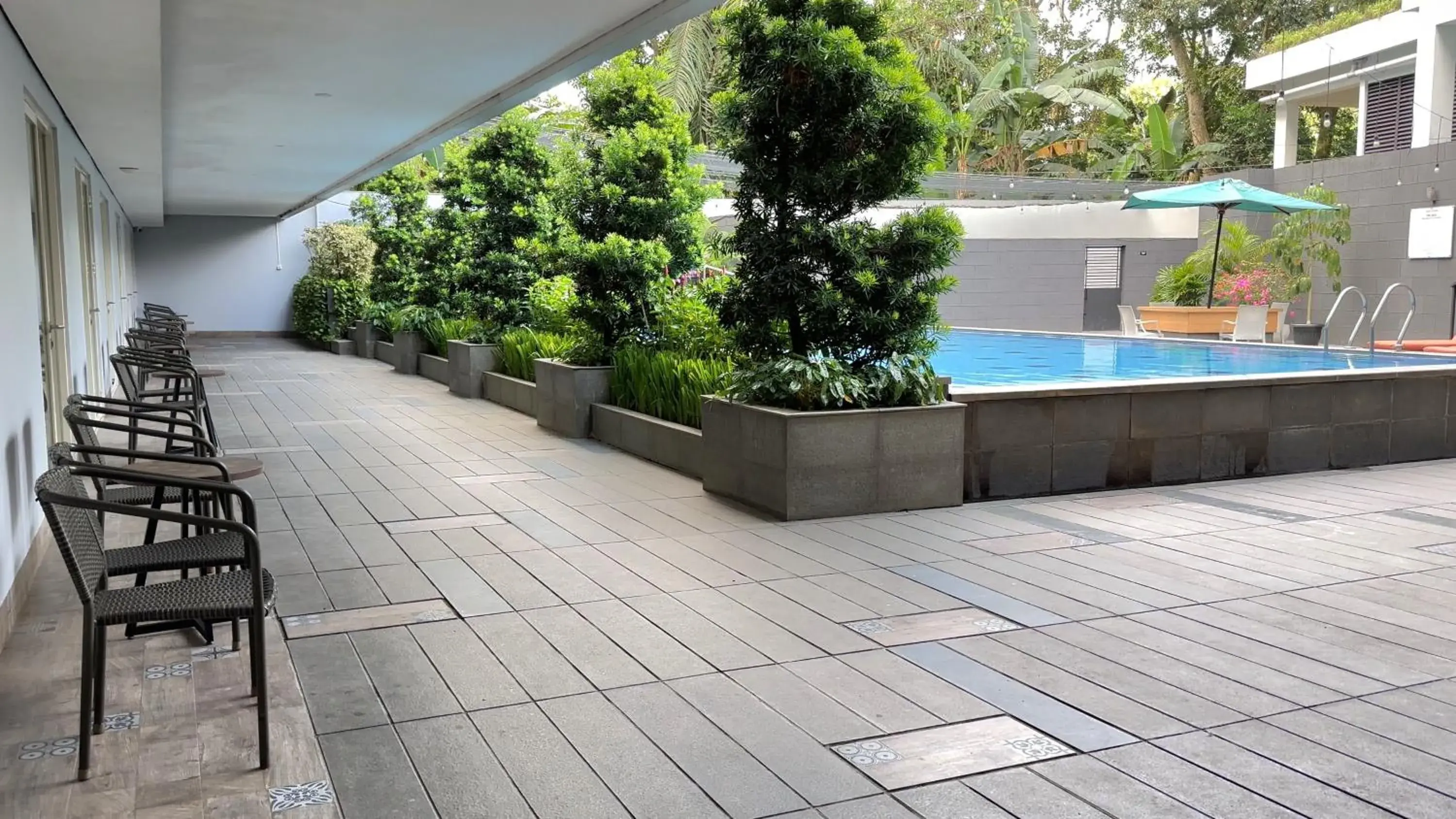 Pool view in d'primahotel Kualanamu Airport Medan Pool view in d'primahotel Kualanamu Airport Medan