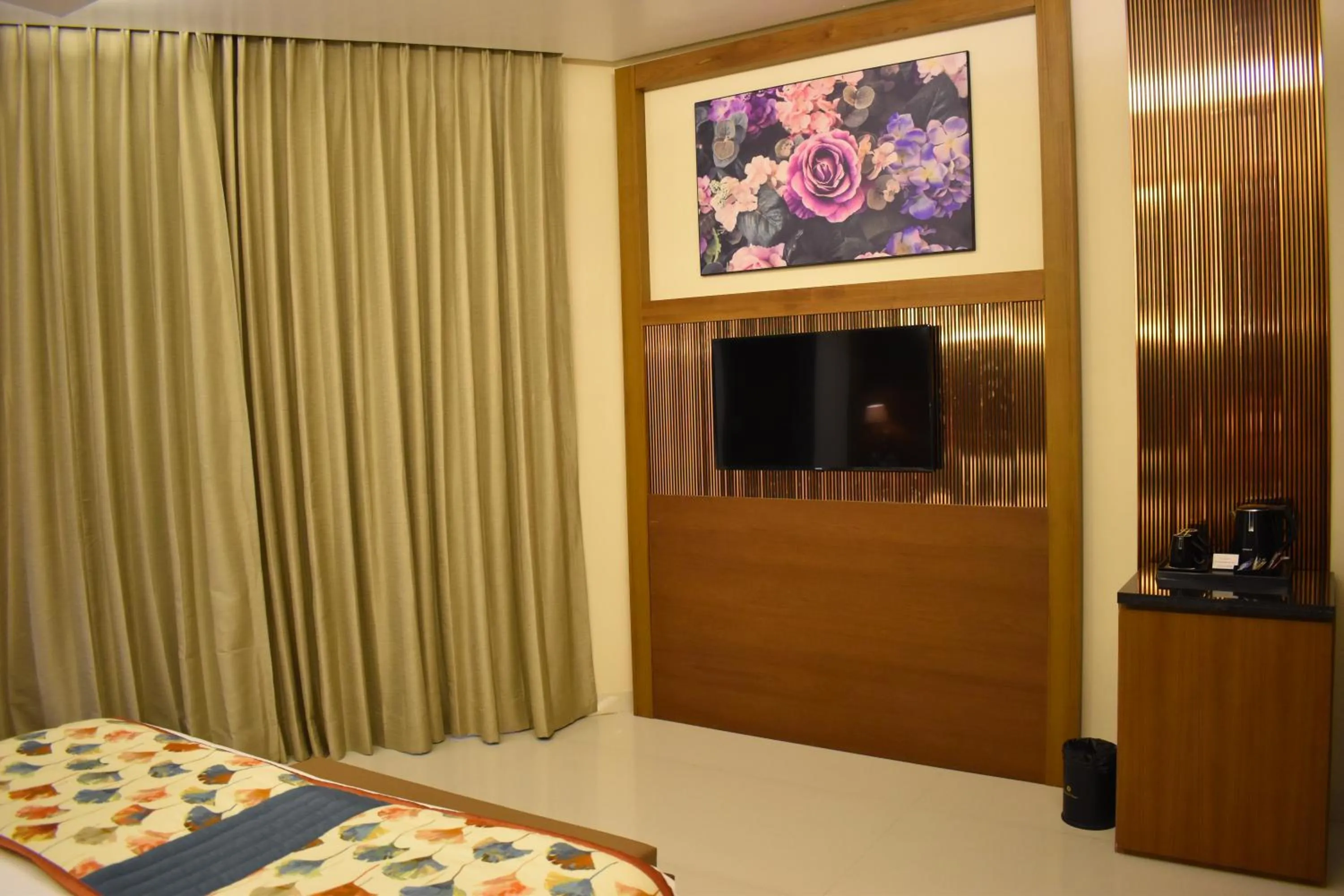 TV and multimedia, Bed in Sun Hotel and Resort, Mount Abu