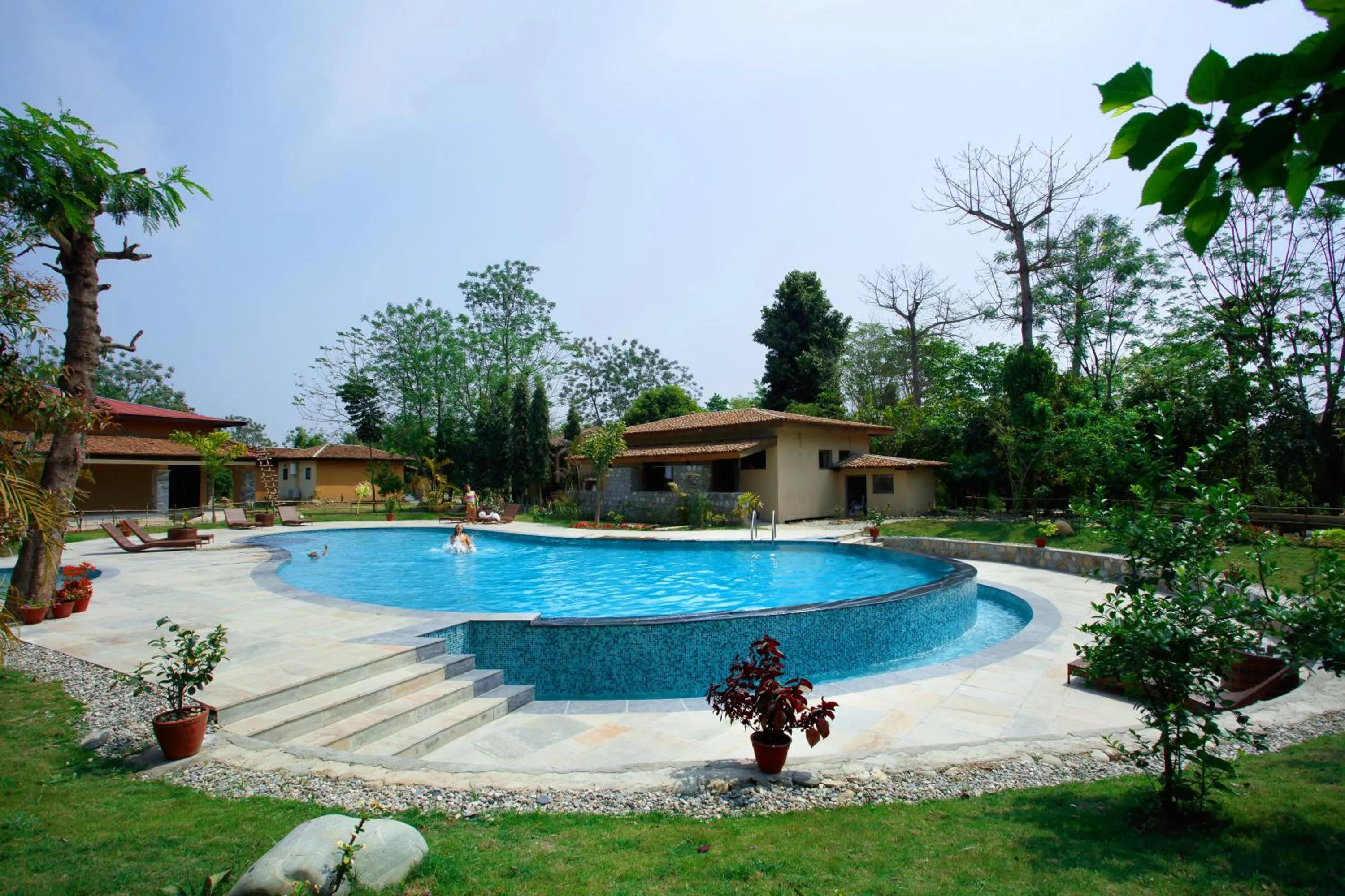 Swimming pool in Jungle Villa Resort - Near Chitwan National Park