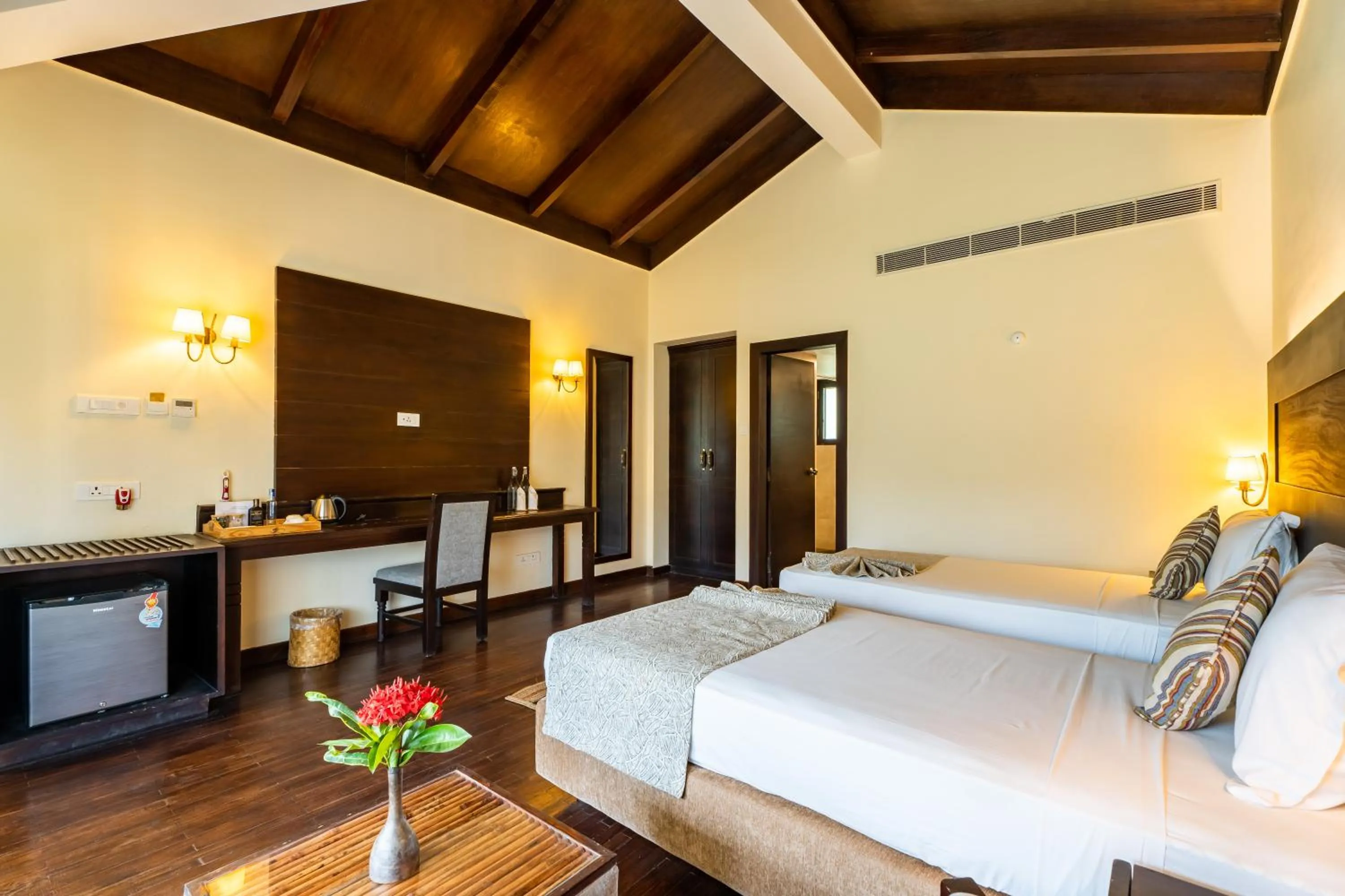 Bedroom, Bed in Jungle Villa Resort - Near Chitwan National Park