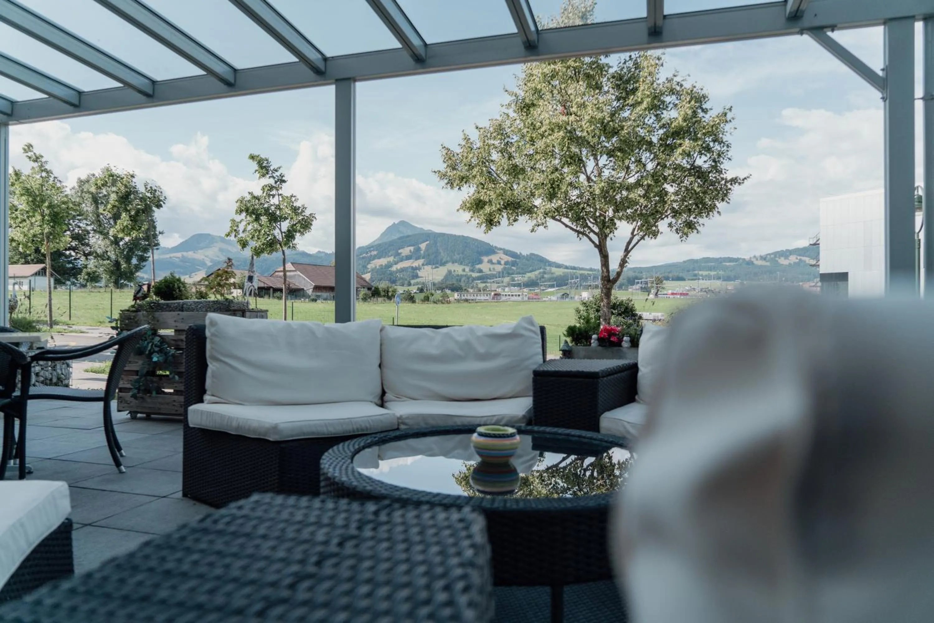 Balcony/Terrace in ibis Bulle - La Gruyère Swiss Bike Hotel