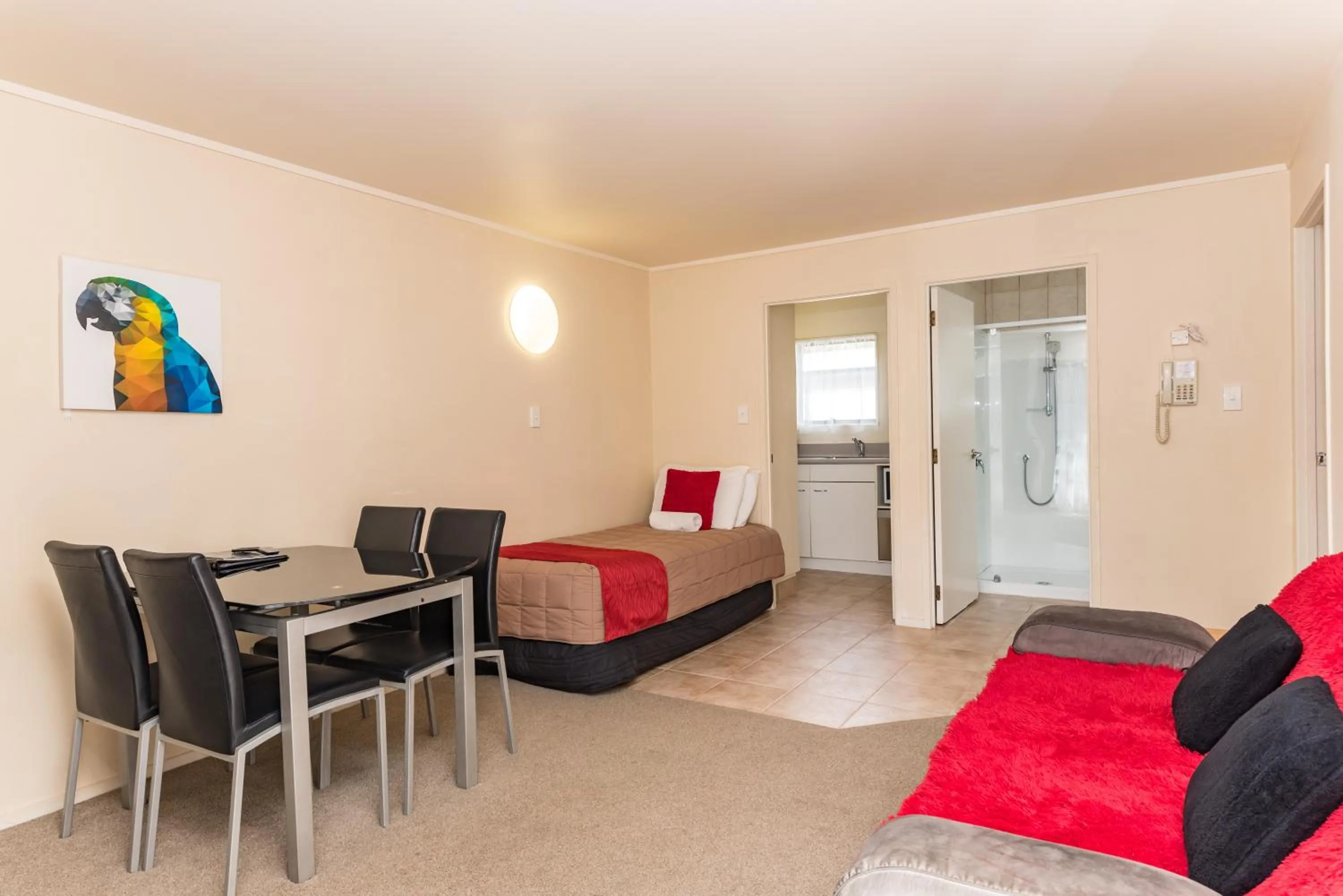 Living room in Dolphin Motel