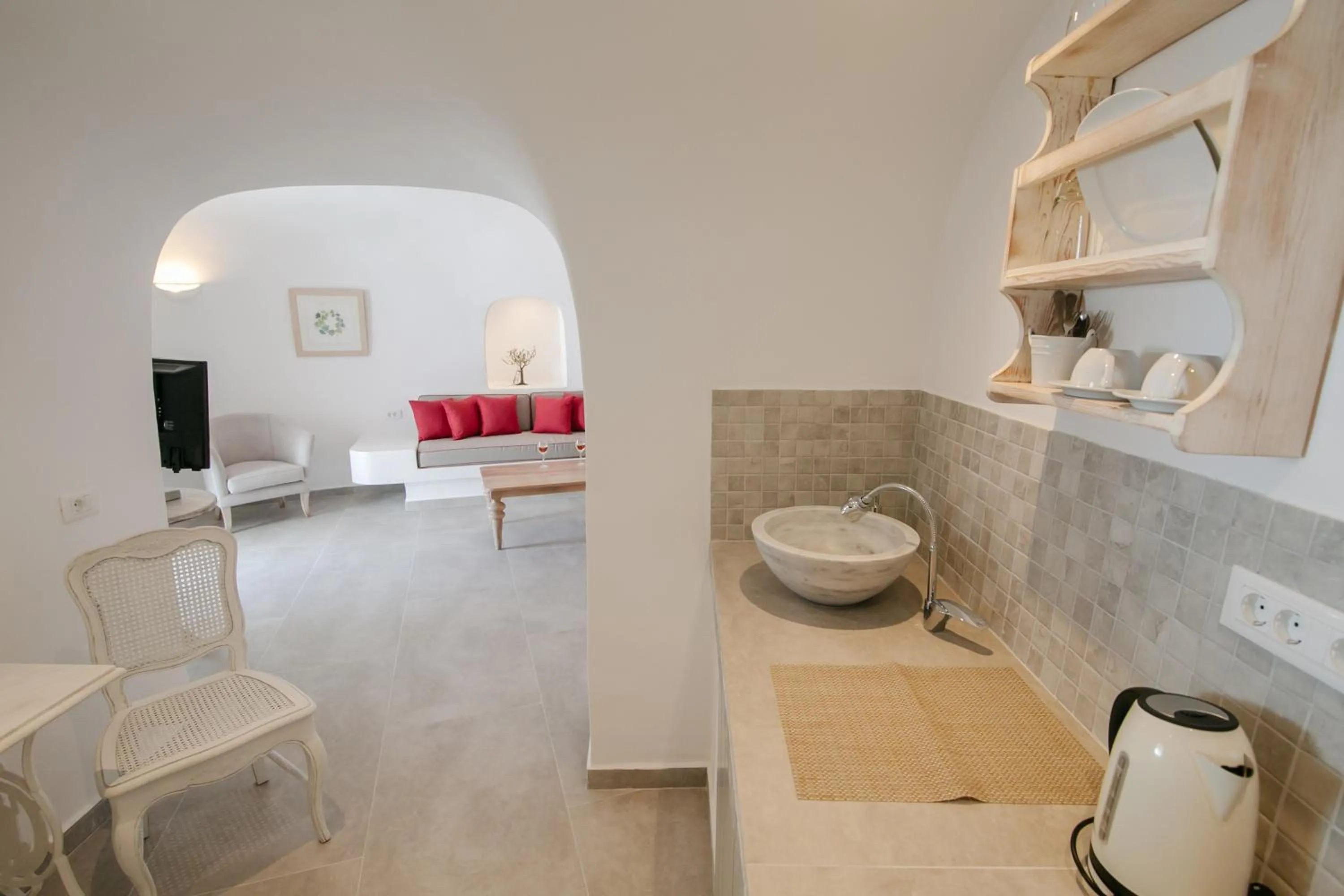 kitchen in Oia Mare Villas