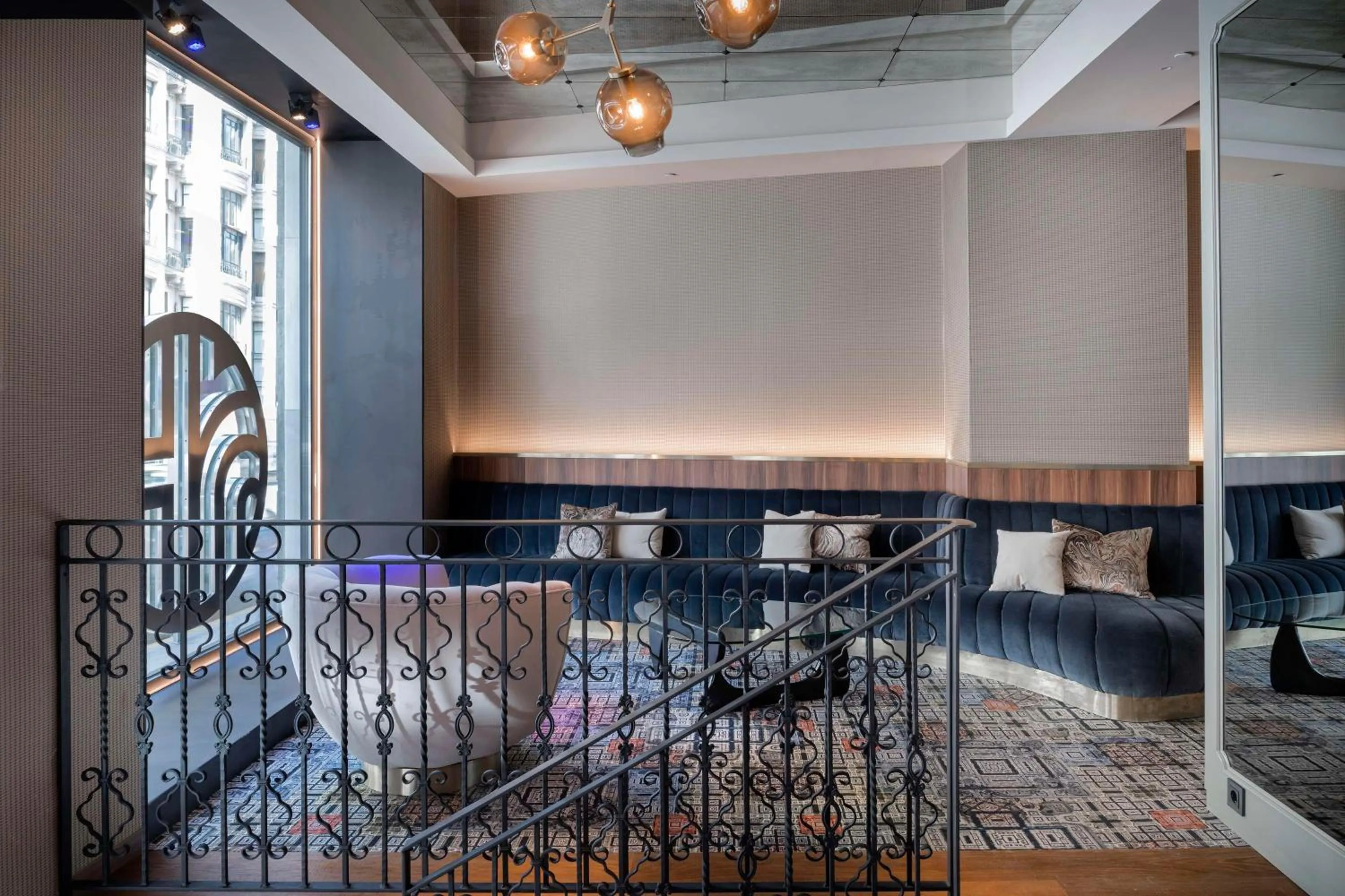 Lobby or reception, Bed in NH Collection Madrid Gran Vía