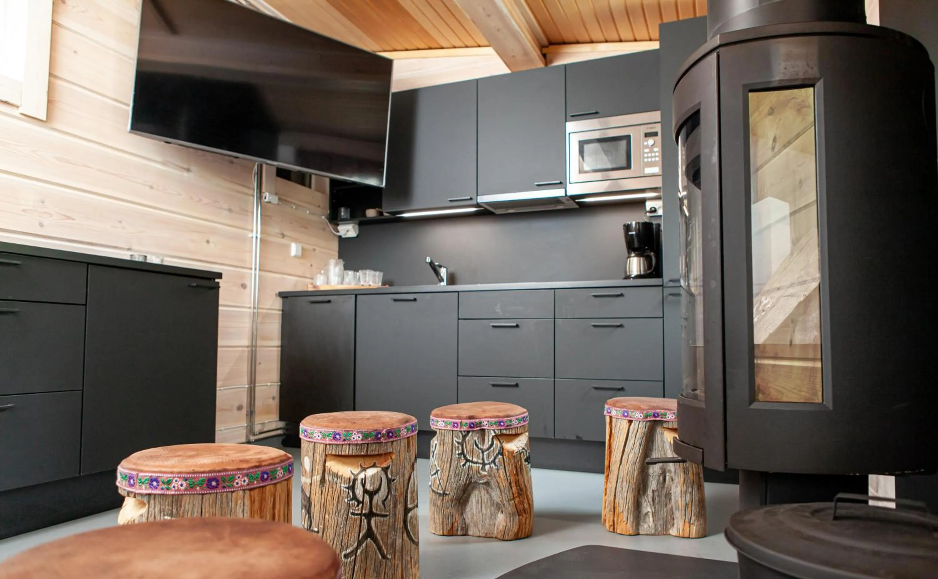 fireplace in Pyhä Igloos