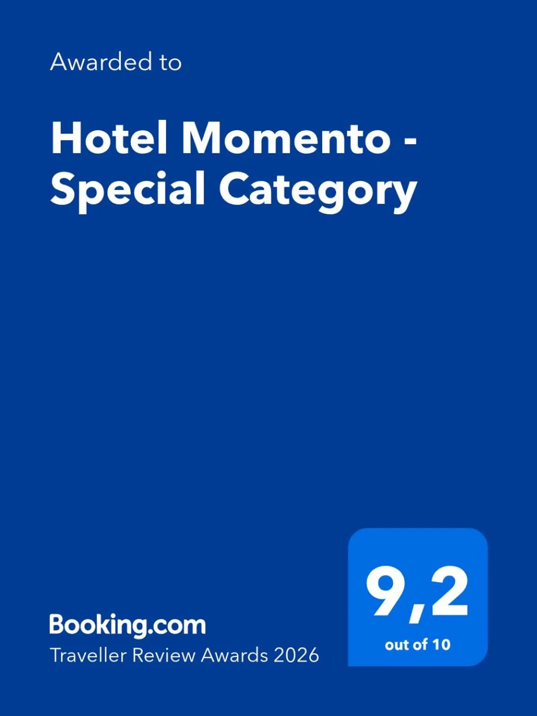 Certificate/Award in Hotel Momento - Special Category