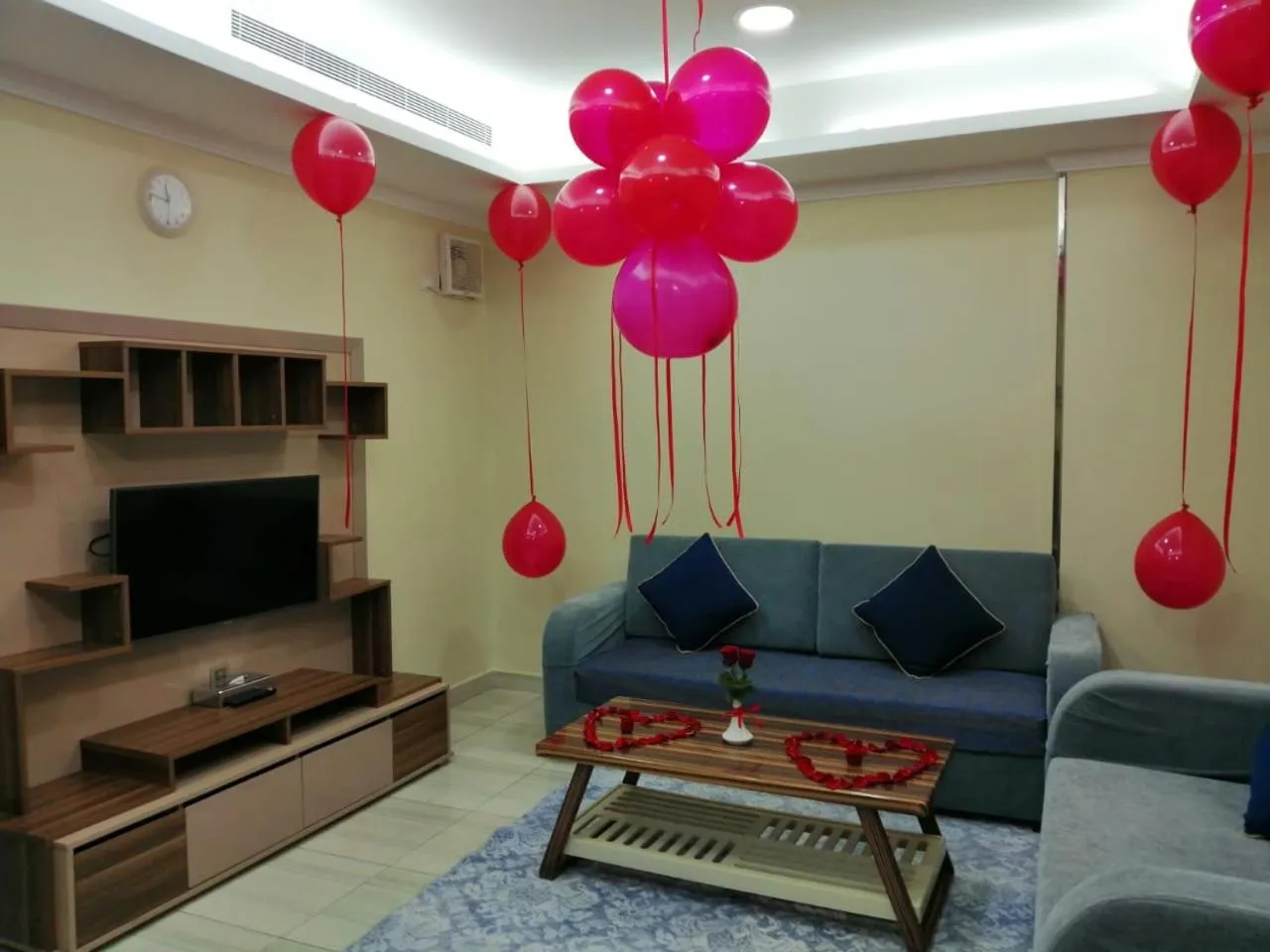 Communal lounge/ TV room in Swiss Blue serviced Apartments- Al Zahra