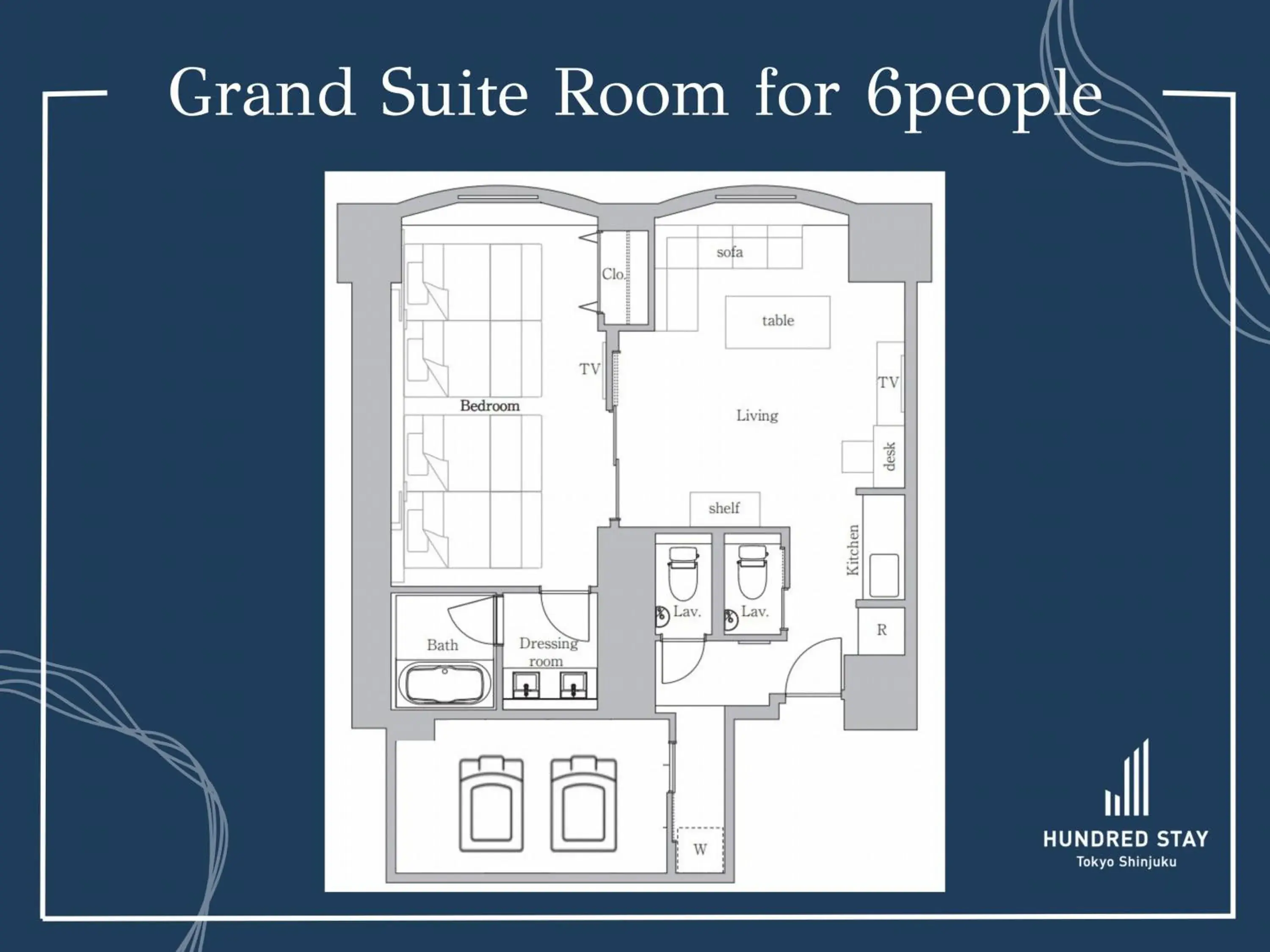Grand Suite for 6 people with Futon - Cleaning every 4 days in Hundred Stay Tokyo Shinjuku Grand Suite for 6 people with Futon - Cleaning every 4 days in Hundred Stay Tokyo Shinjuku