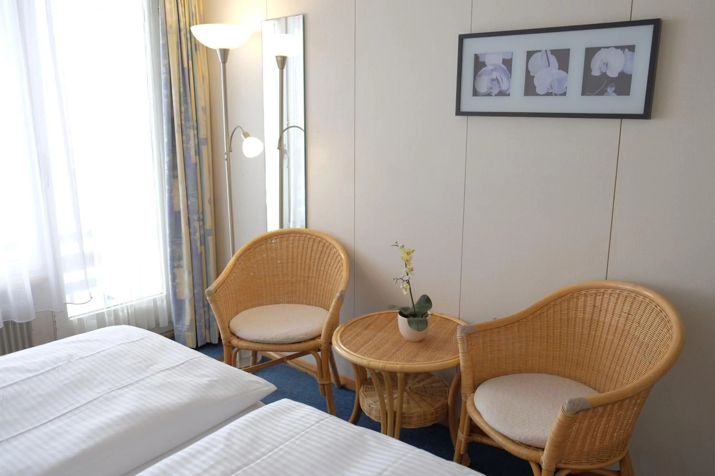 Bed in Guest Rooms with a great view at Residence Brunner