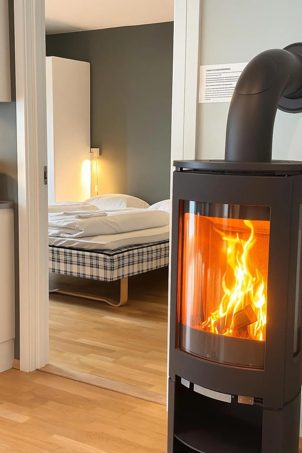 fireplace, Bed in Kongsberg Booking