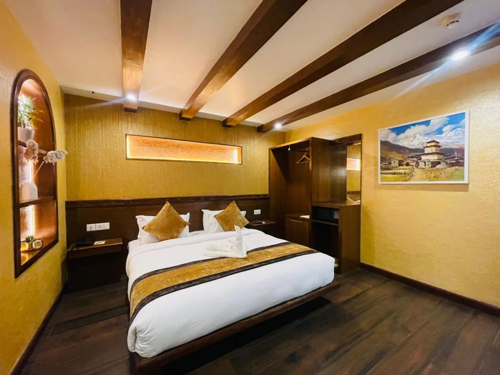 Bedroom, Bed in Timber House by Tara Group