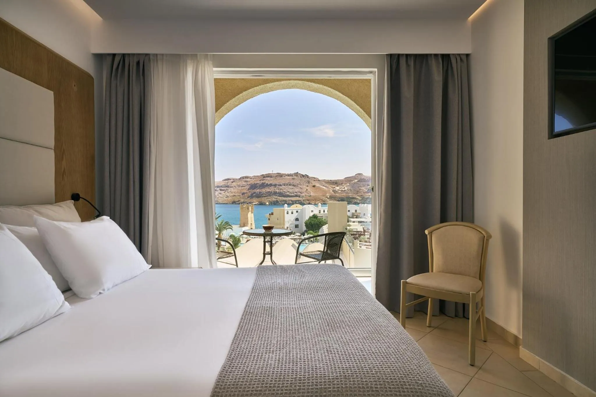 View (from property/room), Bed in Lindos Royal Resort