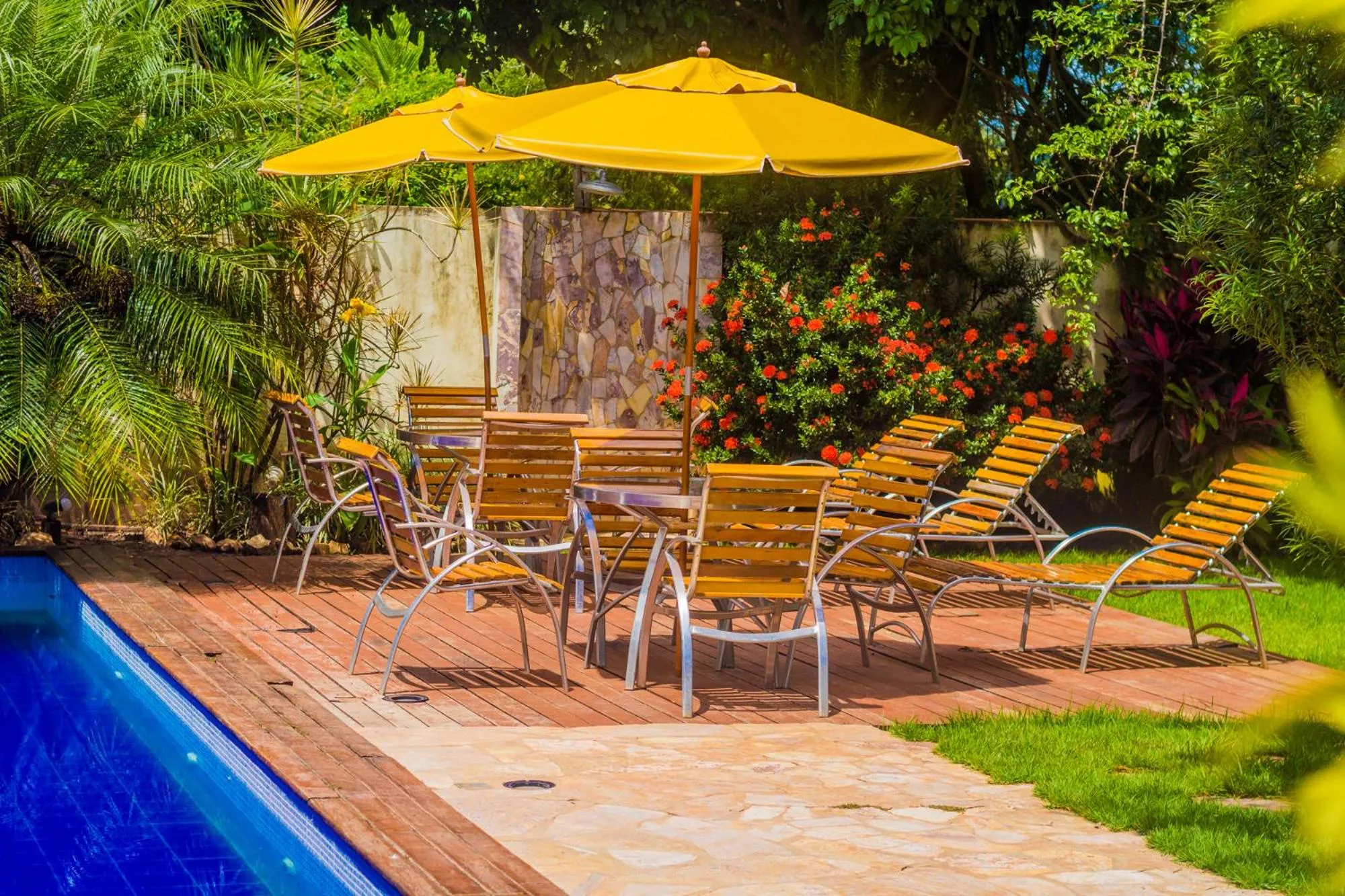 Pool view in Pousada Chamamé