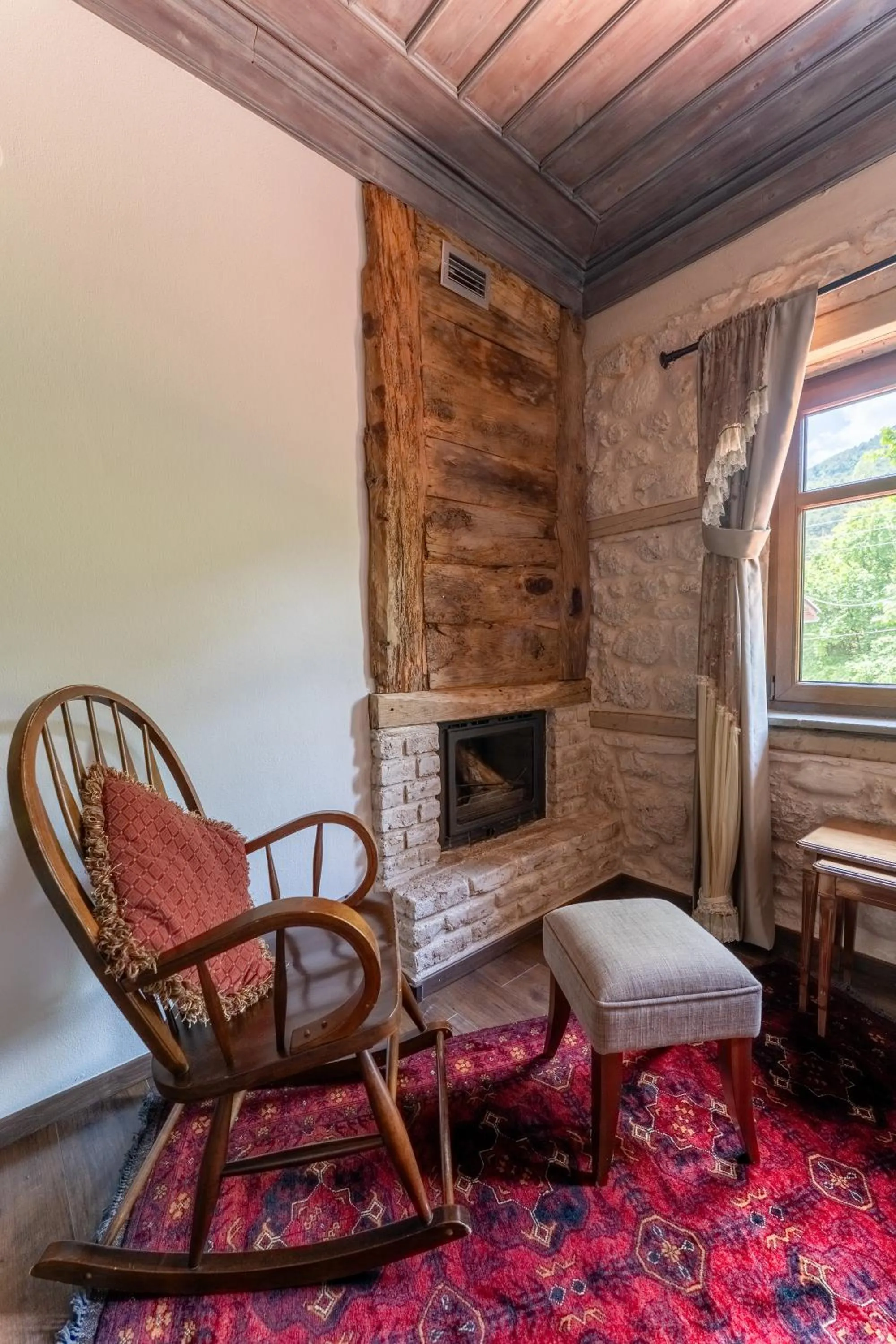 fireplace in Palio Litochoro The Countryside Lodge