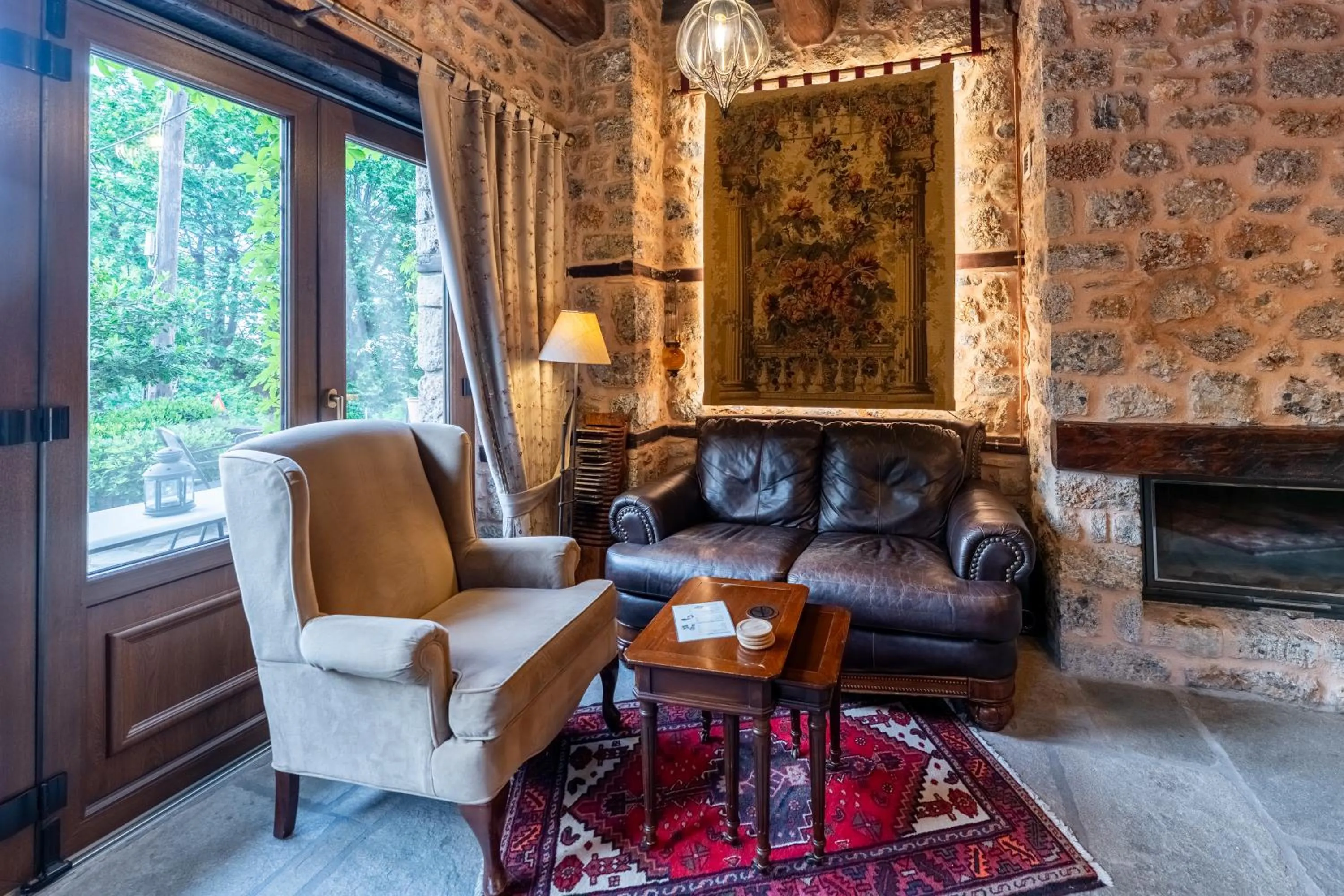 Living room in Palio Litochoro The Countryside Lodge