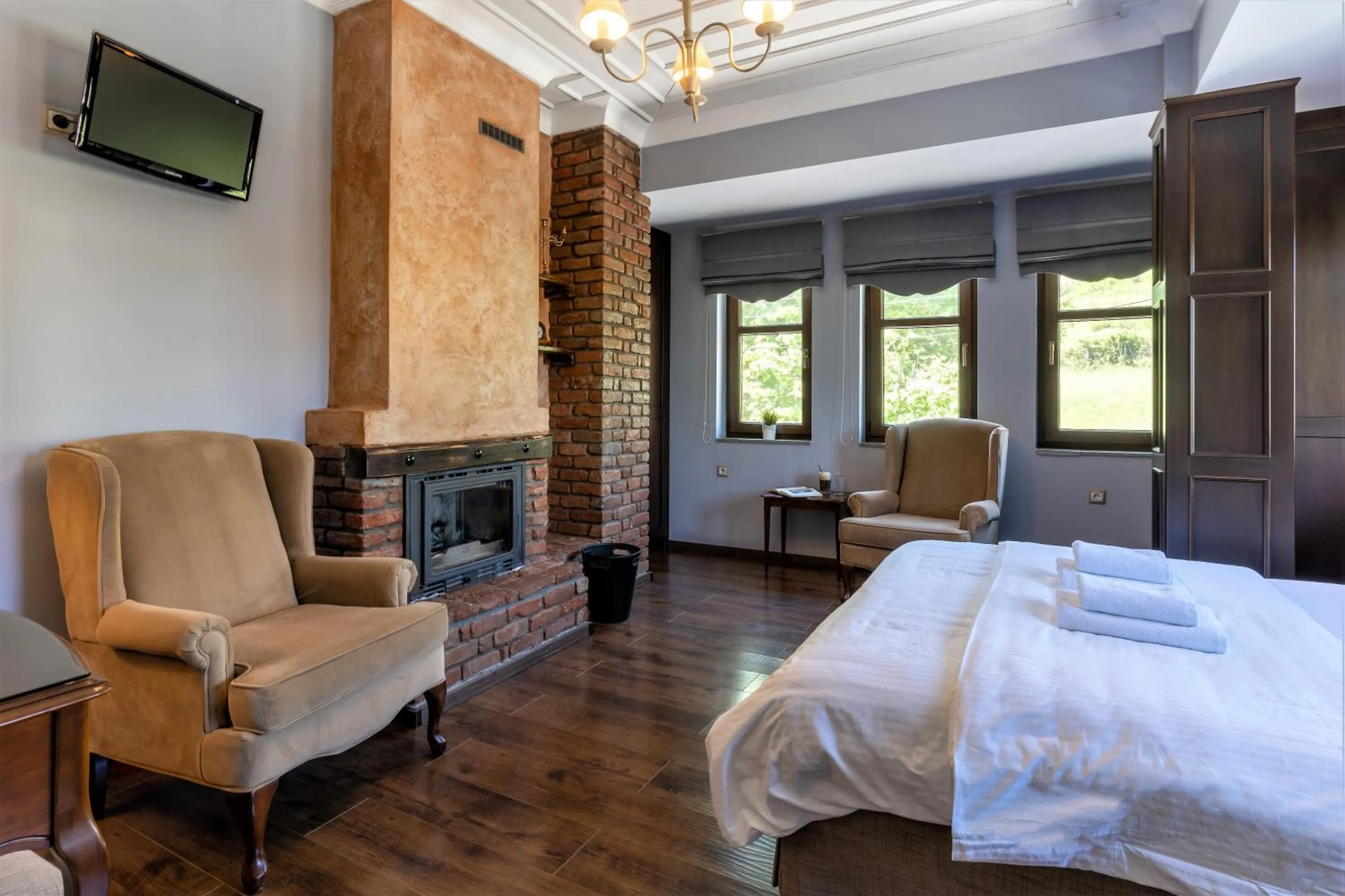 Bedroom, Bed in Palio Litochoro The Countryside Lodge