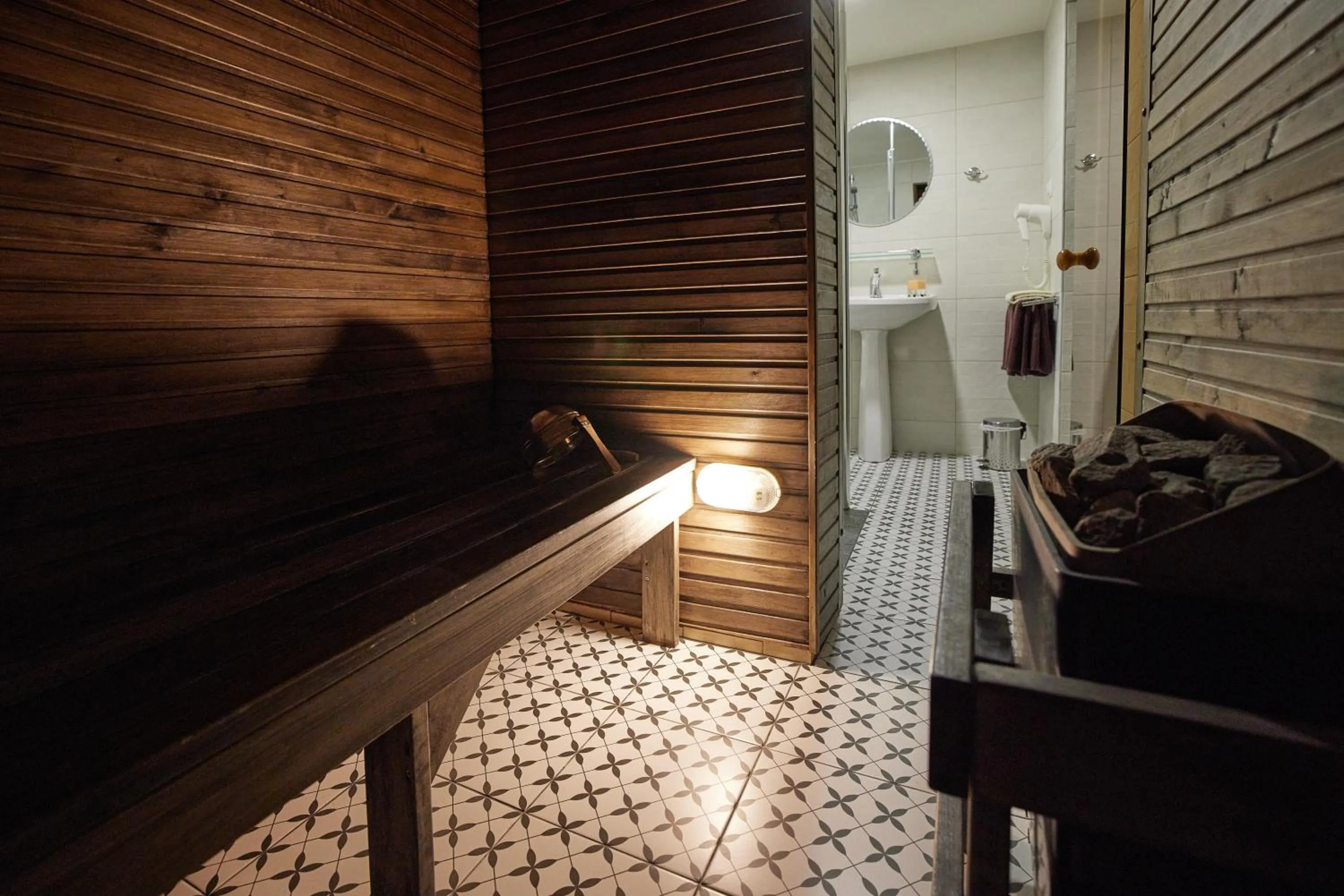 Sauna, Bed in Hotell Wesenbergh