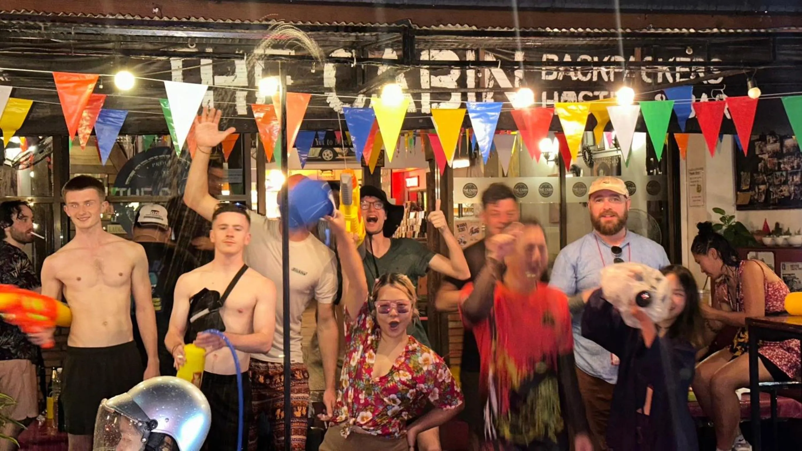 Seating area in The Cabin Backpackers Hostel & Bar