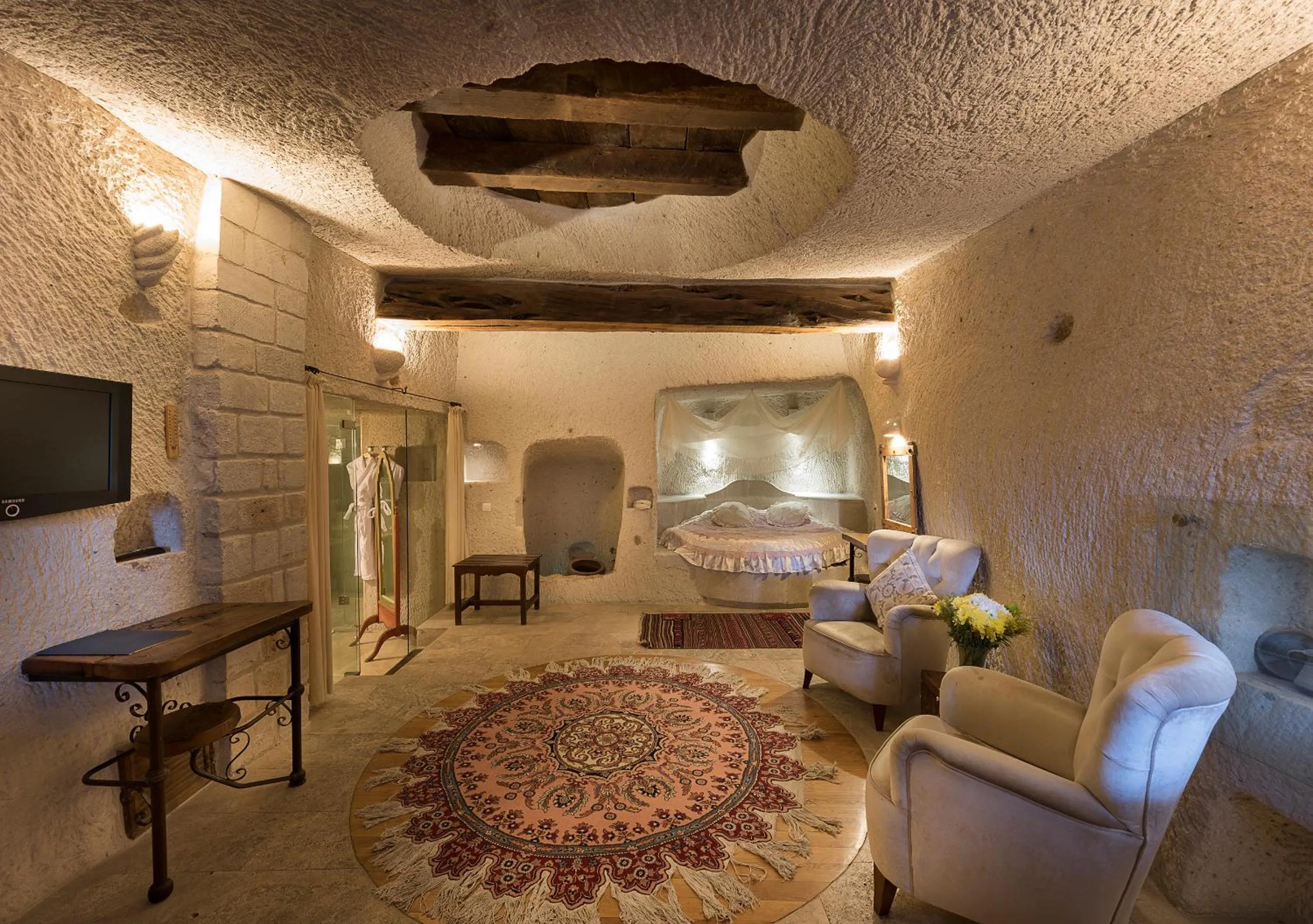Bed in Anatolian Houses Cave Hotel & SPA