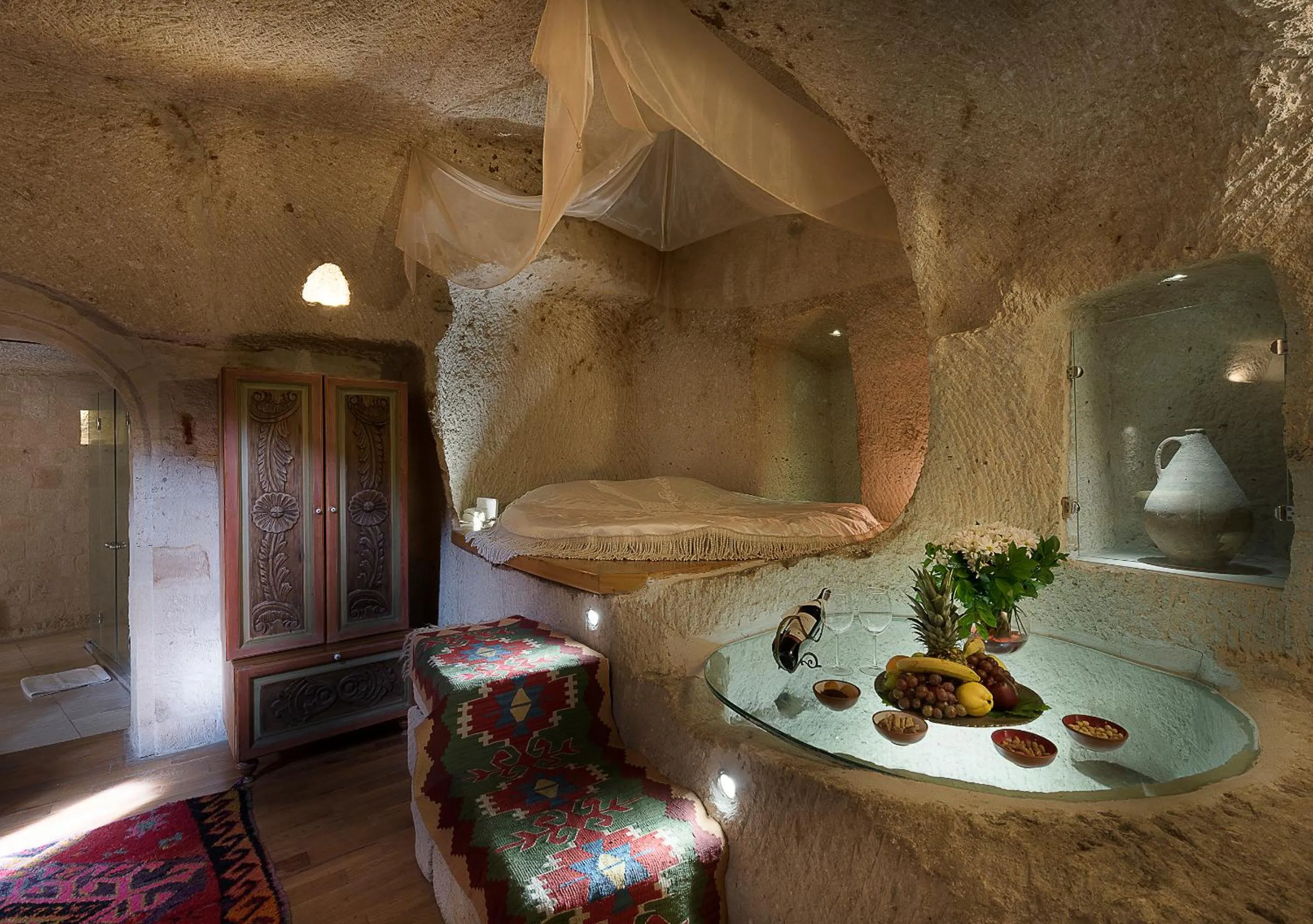 Bed in Anatolian Houses Cave Hotel & SPA