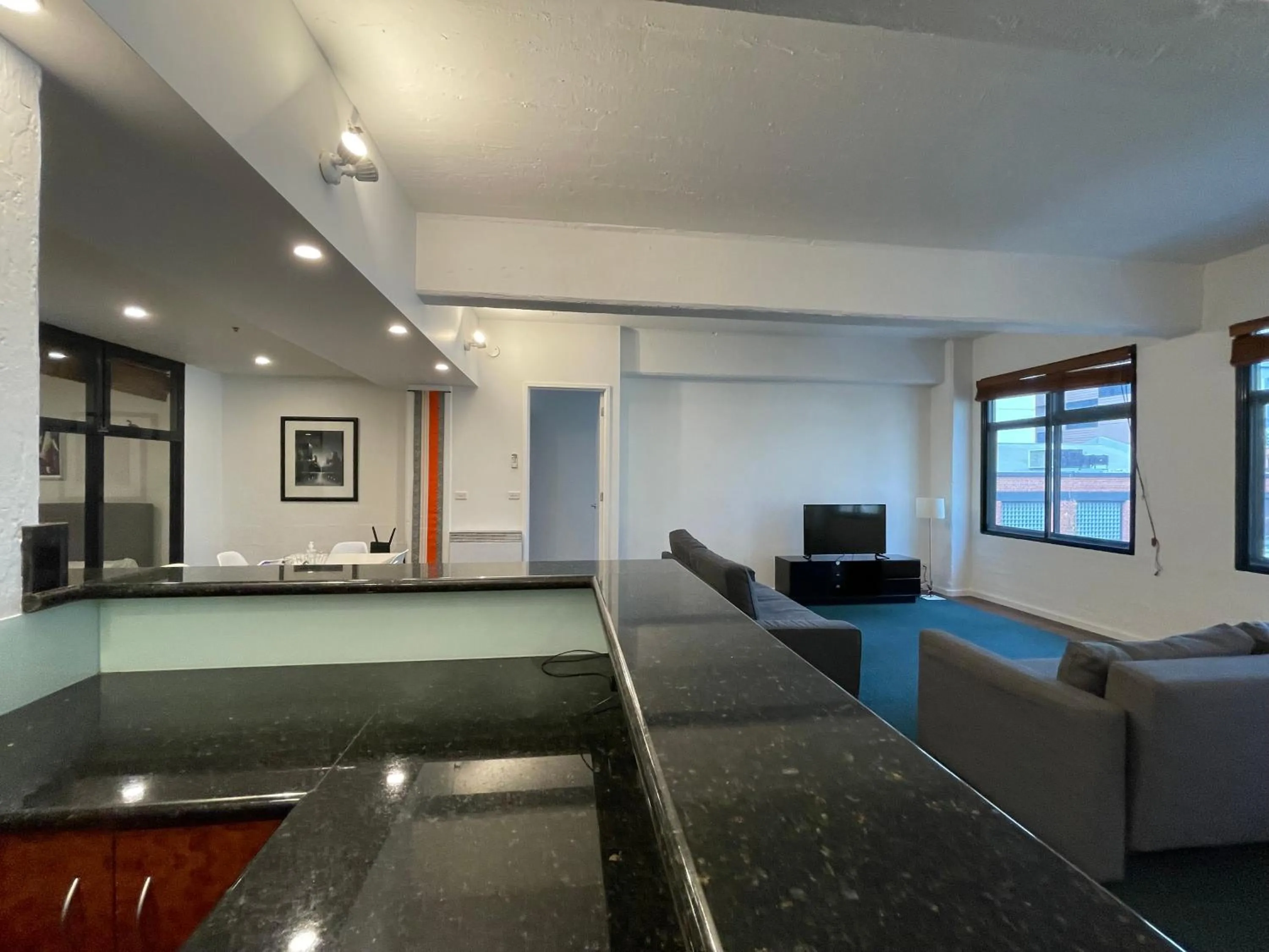 Living room in ReadySet Apartments on King