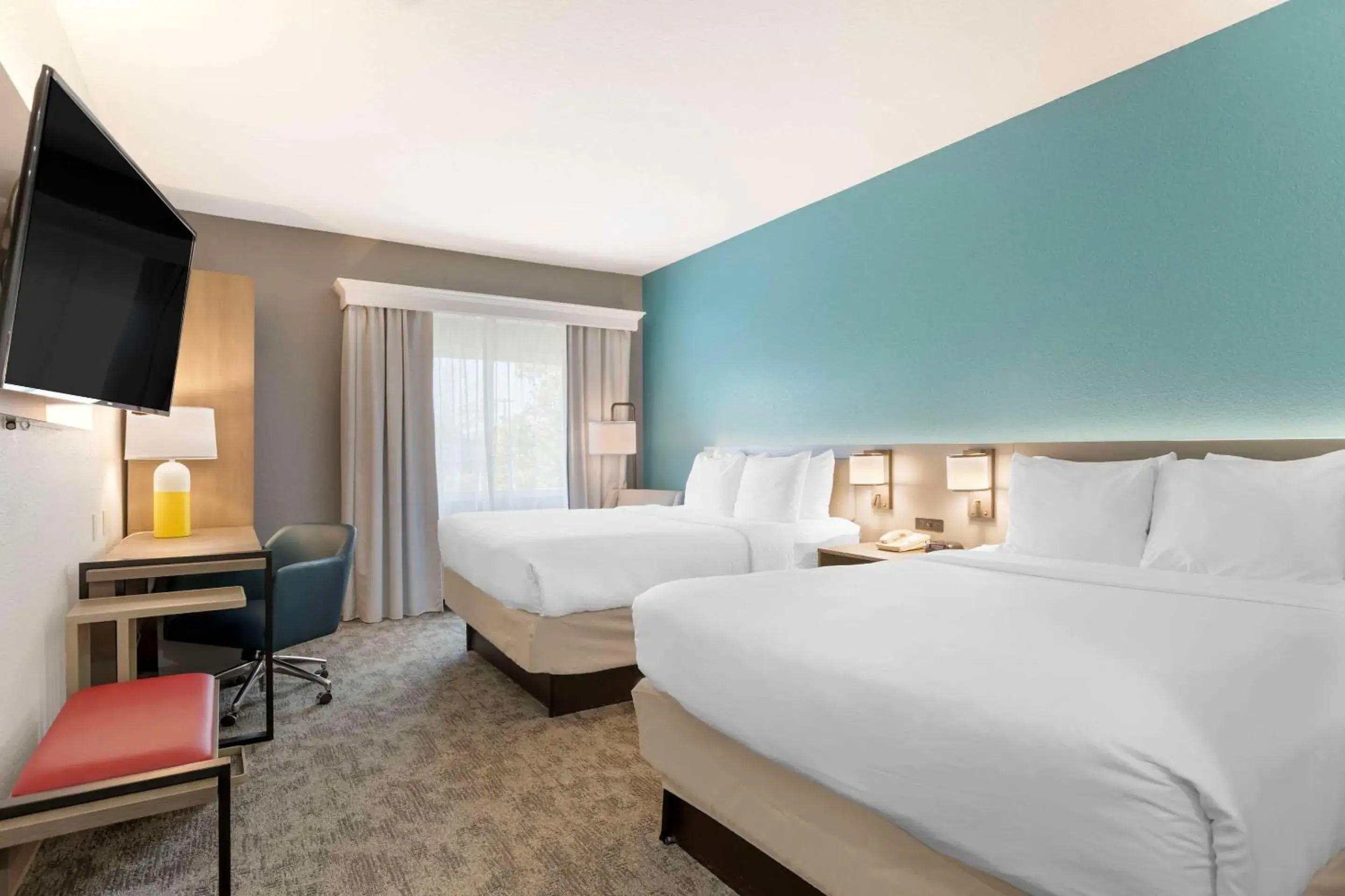 Queen Room with Two Queen Beds and Roll-In Shower - Accessible/Non-Smoking in Comfort Inn & Suites Davenport - Quad Cities Queen Room with Two Queen Beds and Roll-In Shower - Accessible/Non-Smoking in Comfort Inn & Suites Davenport - Quad Cities