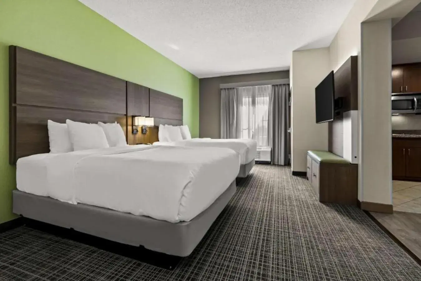 Efficiency Suite with Two Queen Beds, Sofabed and Accessible Tub - Accessible/Non-Smoking in Comfort Suites Charleston West Ashley Efficiency Suite with Two Queen Beds, Sofabed and Accessible Tub - Accessible/Non-Smoking in Comfort Suites Charleston West Ashley