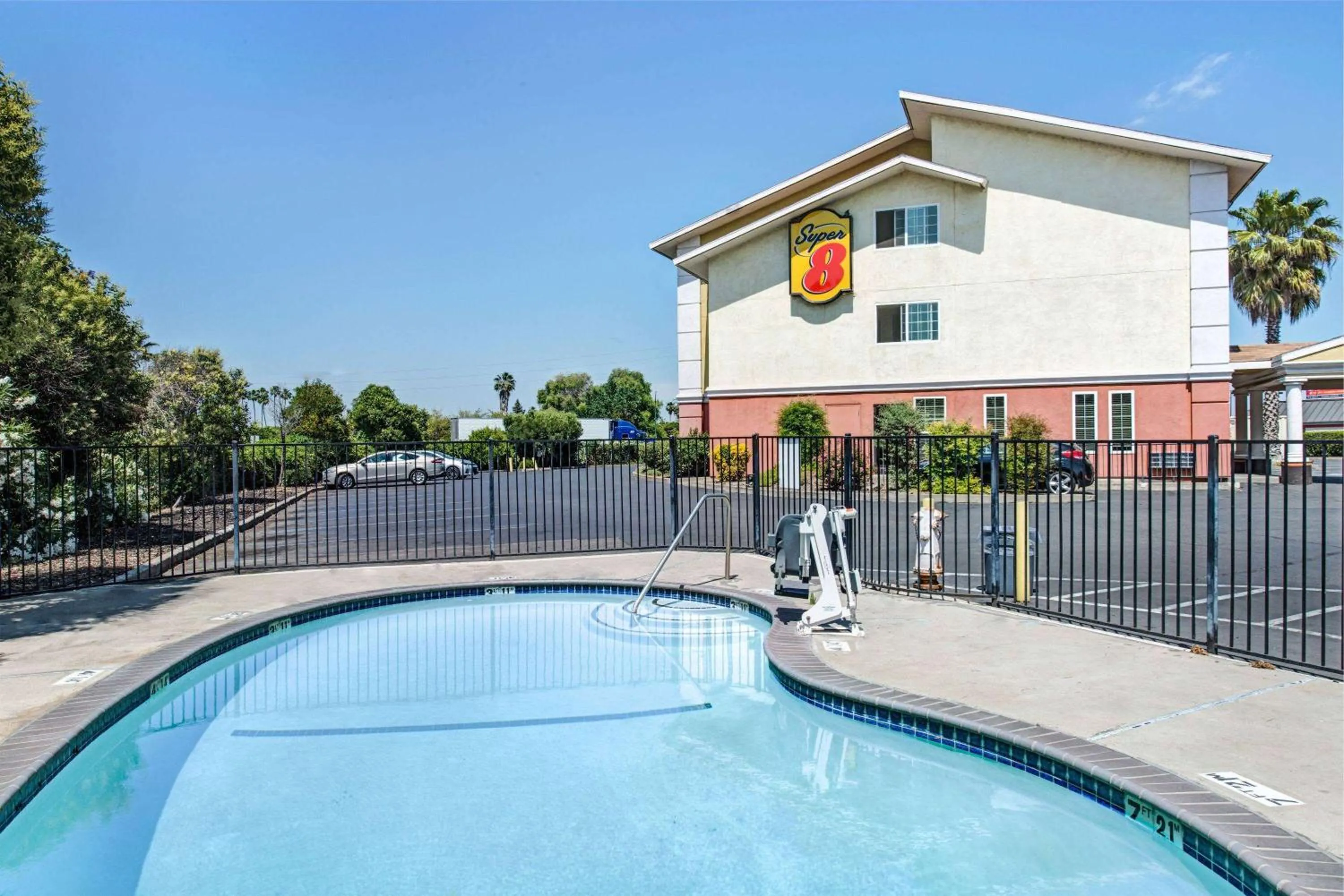 Pool view in Super 8 by Wyndham Sacramento/Florin Rd