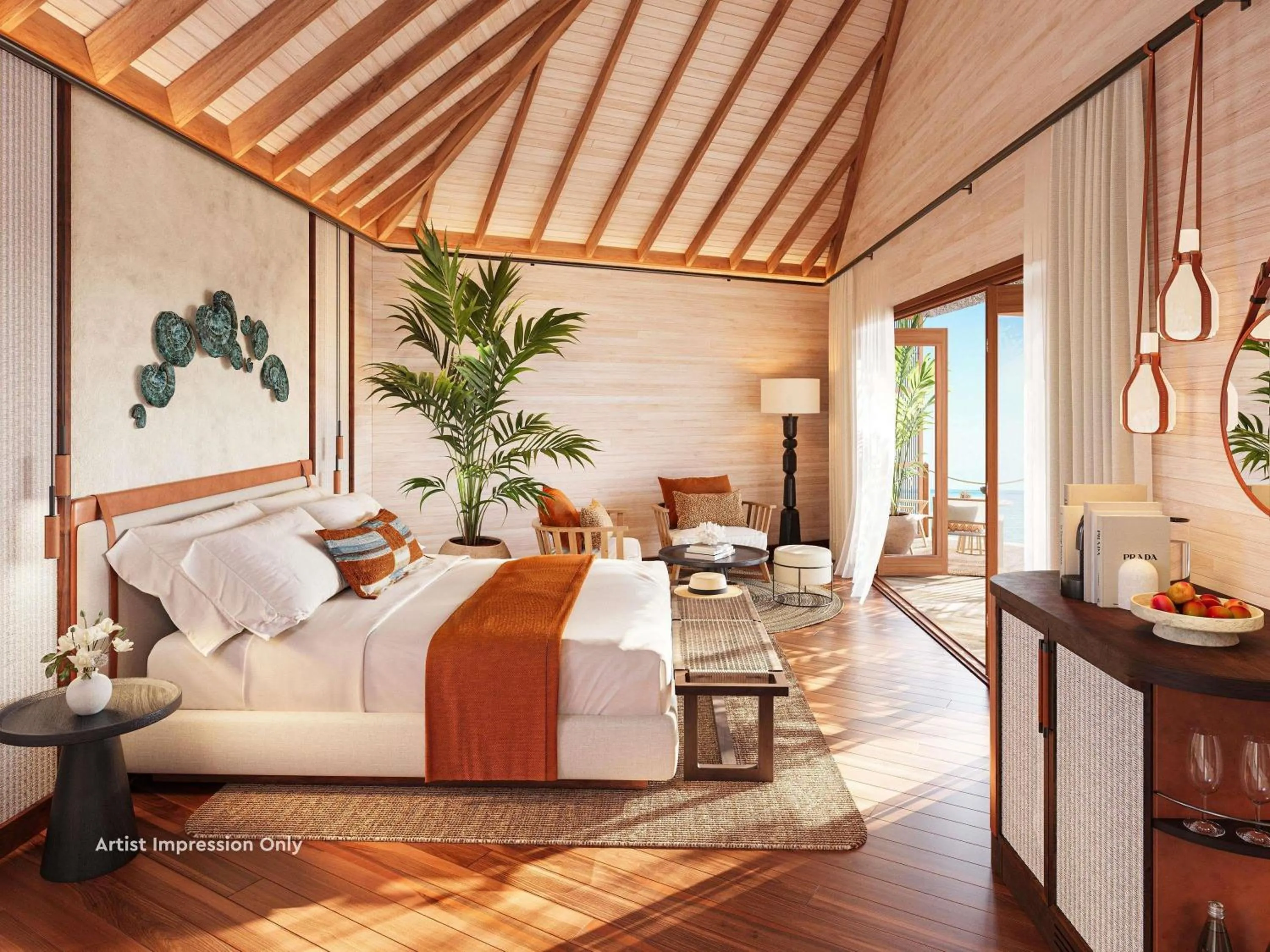 Bedroom in V Villas Maldives at Mirihi - MGallery Collection