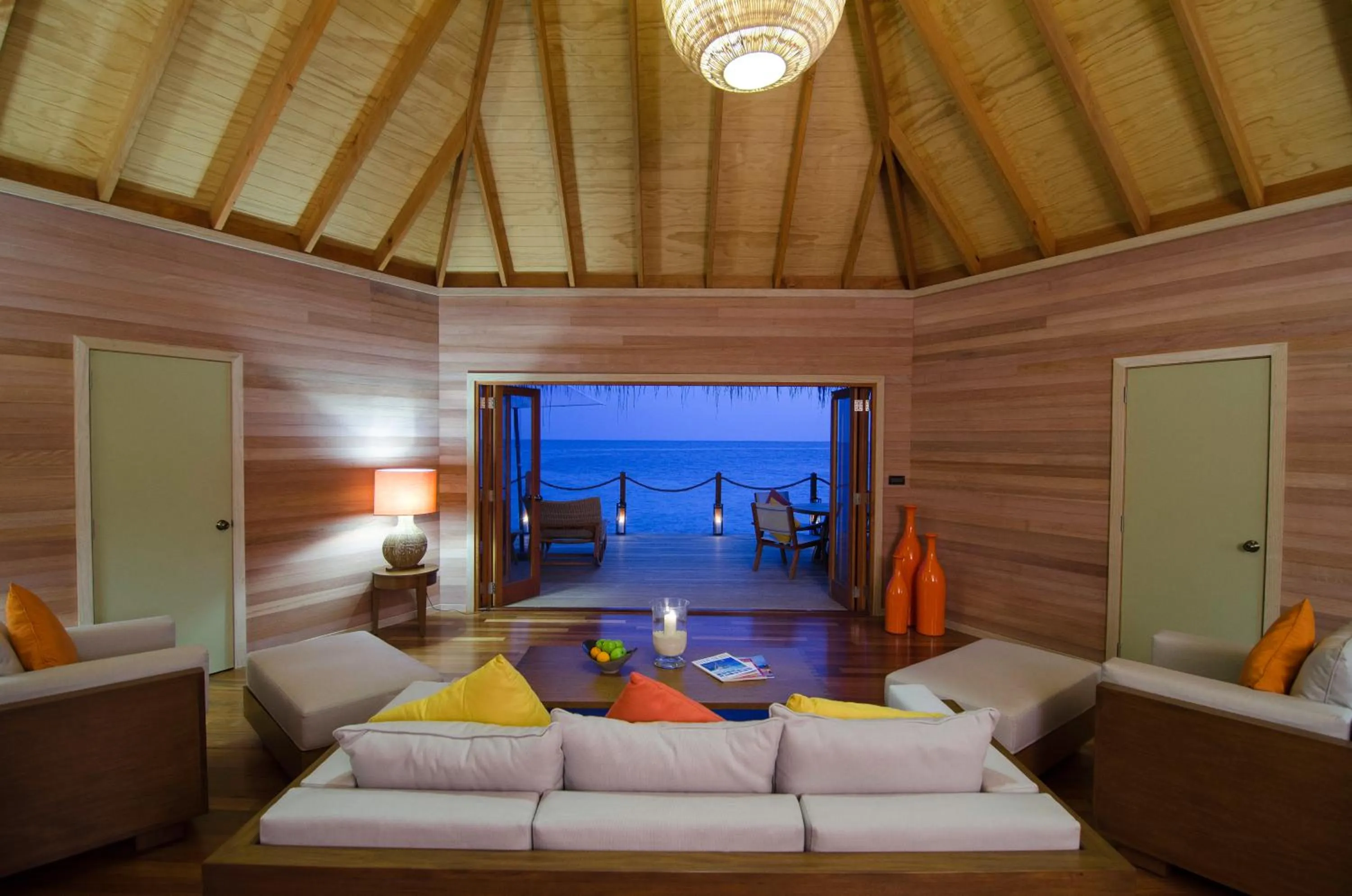 Living room, Bed in V Villas Maldives at Mirihi - MGallery Collection
