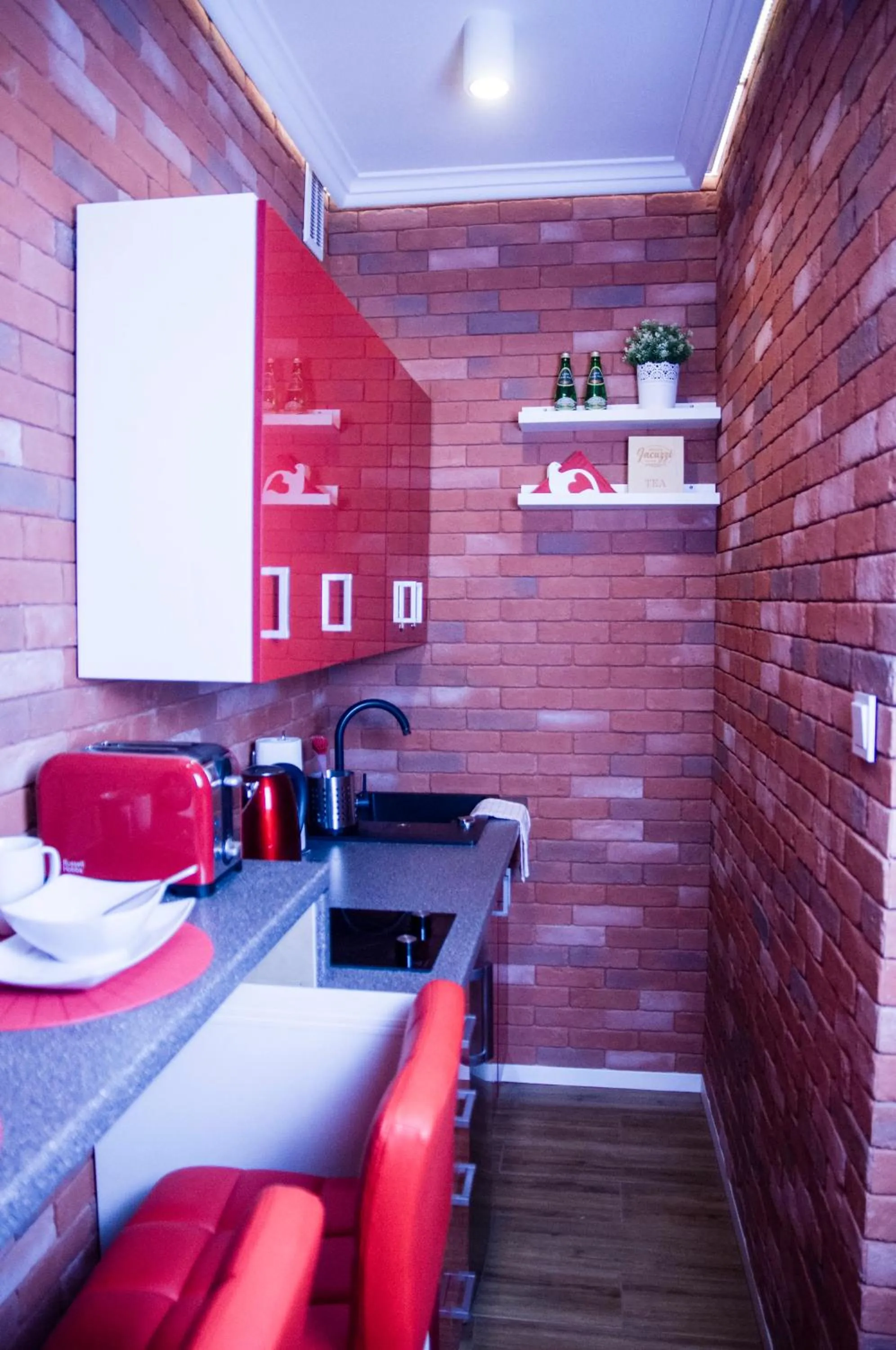 Kitchen or kitchenette in Jacuzzi Apartment Red