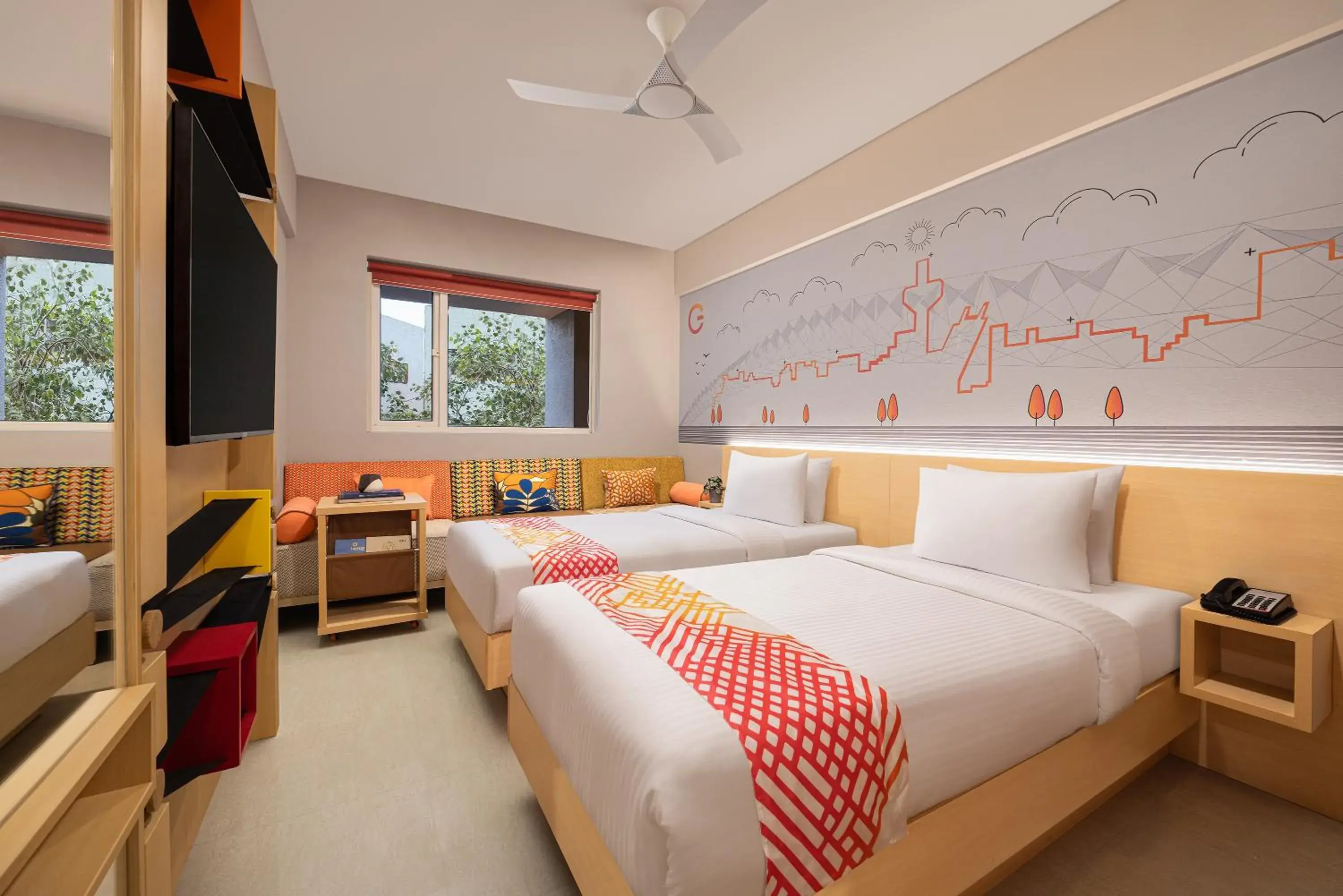 View (from property/room), Bed in Ginger Ahmedabad Vastrapur View (from property/room), Bed in Ginger Ahmedabad Vastrapur