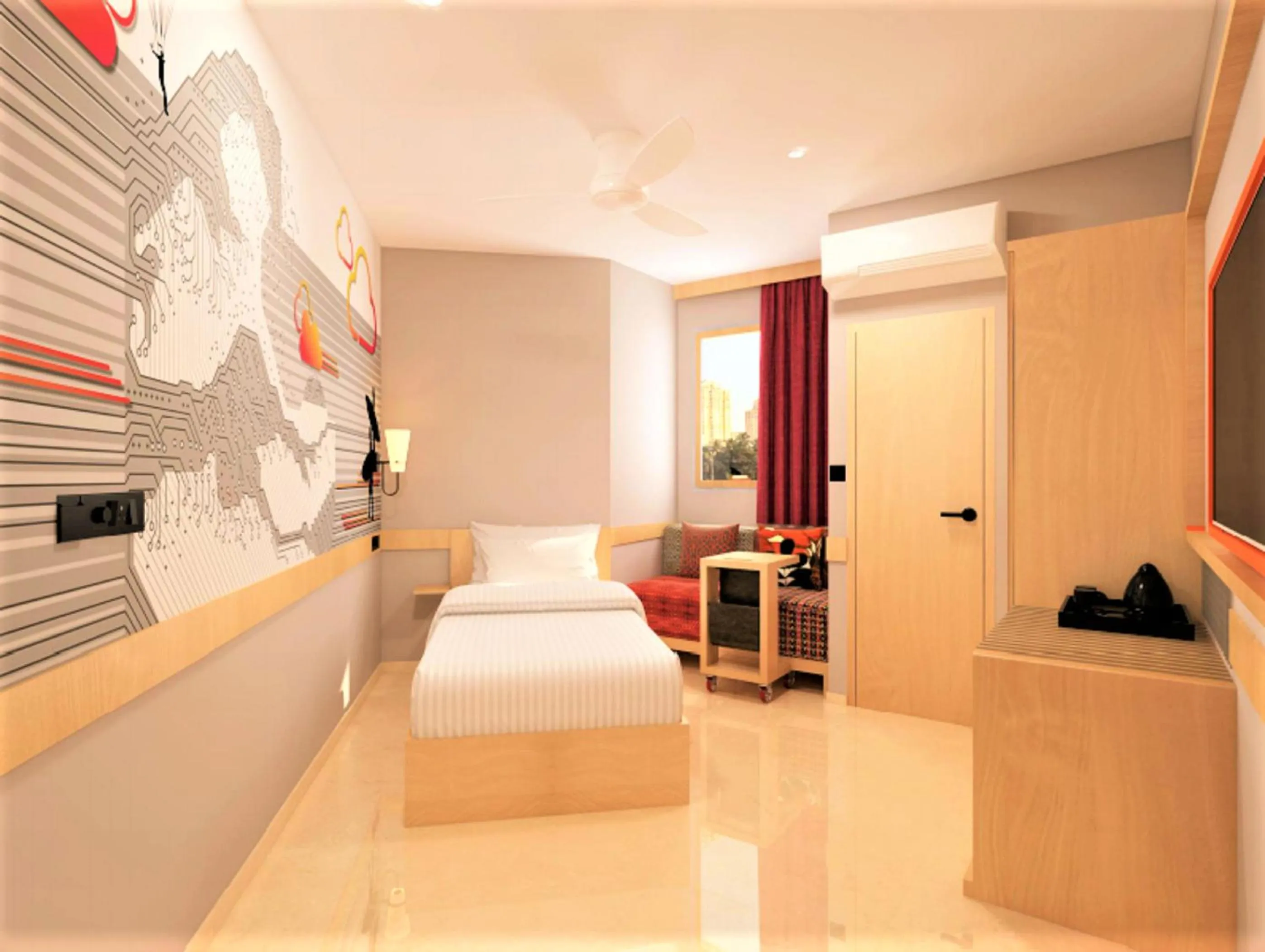 Living room, Bed in Ginger Bangalore- Whitefield