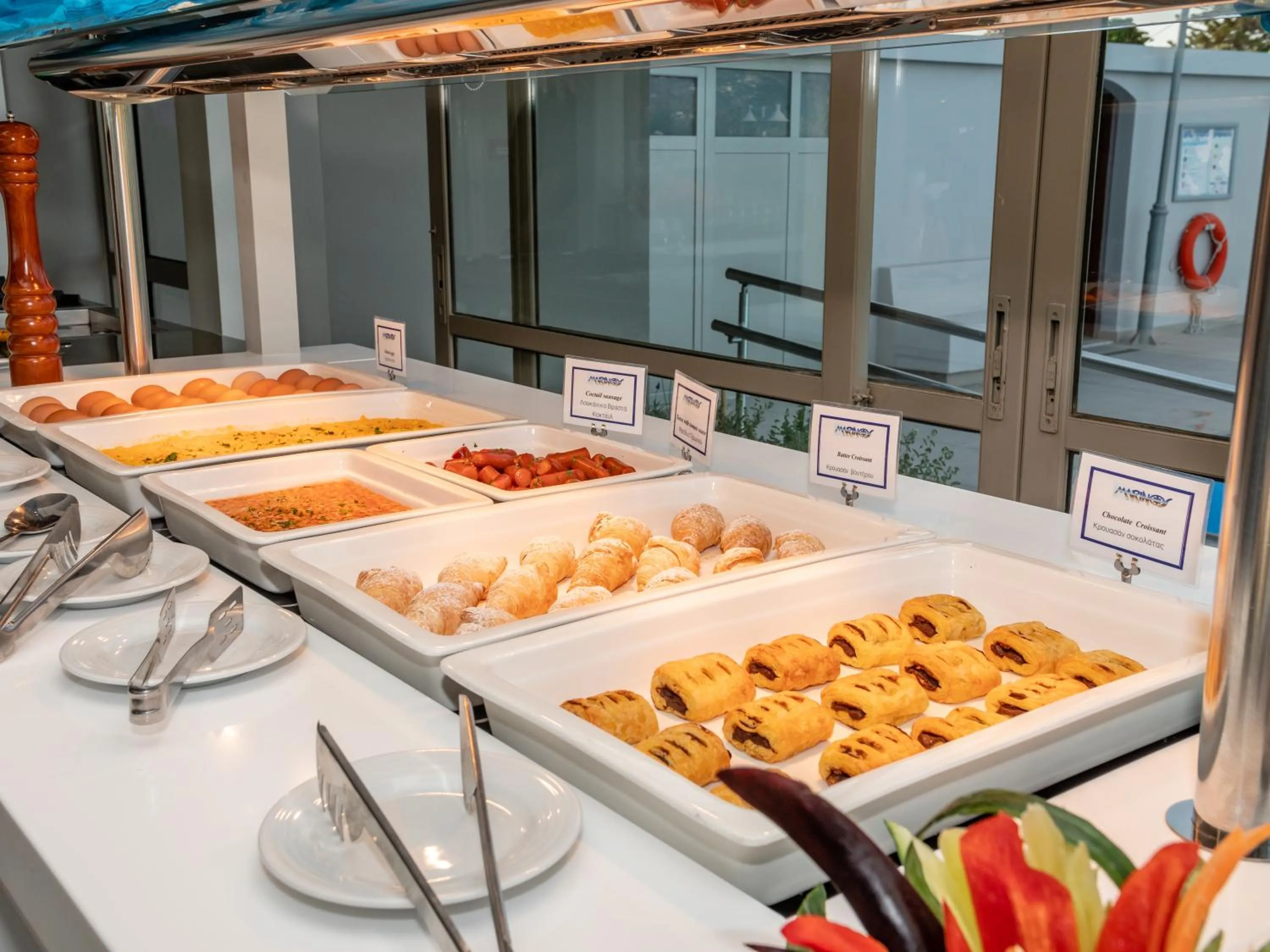 Buffet breakfast in Marinos Beach Hotel